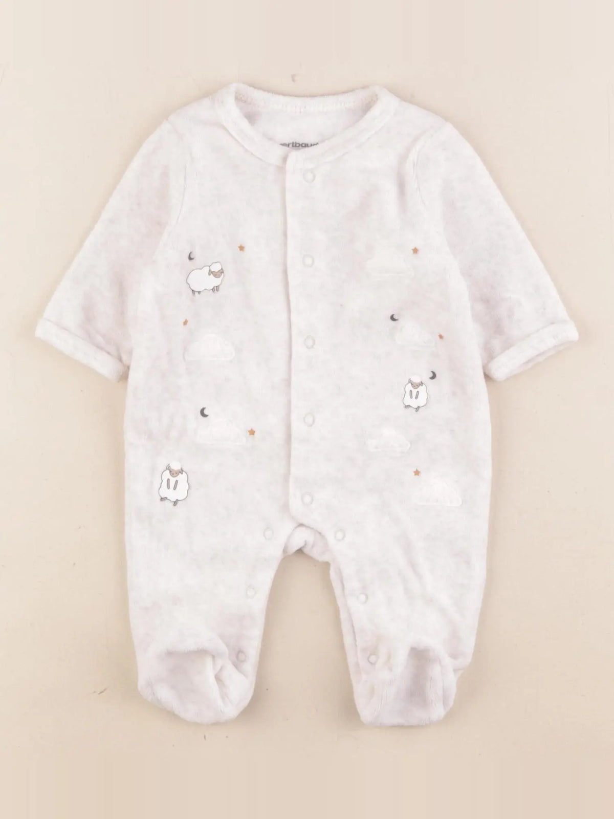 Vertbaudet - pyjama velours beige - 1 mois