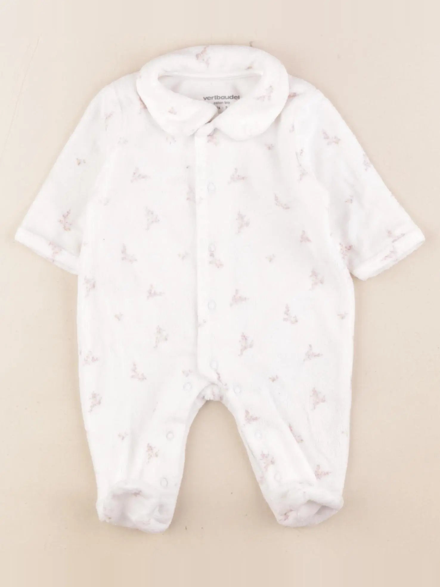 Vertbaudet - pyjama velours blanc - 1 mois