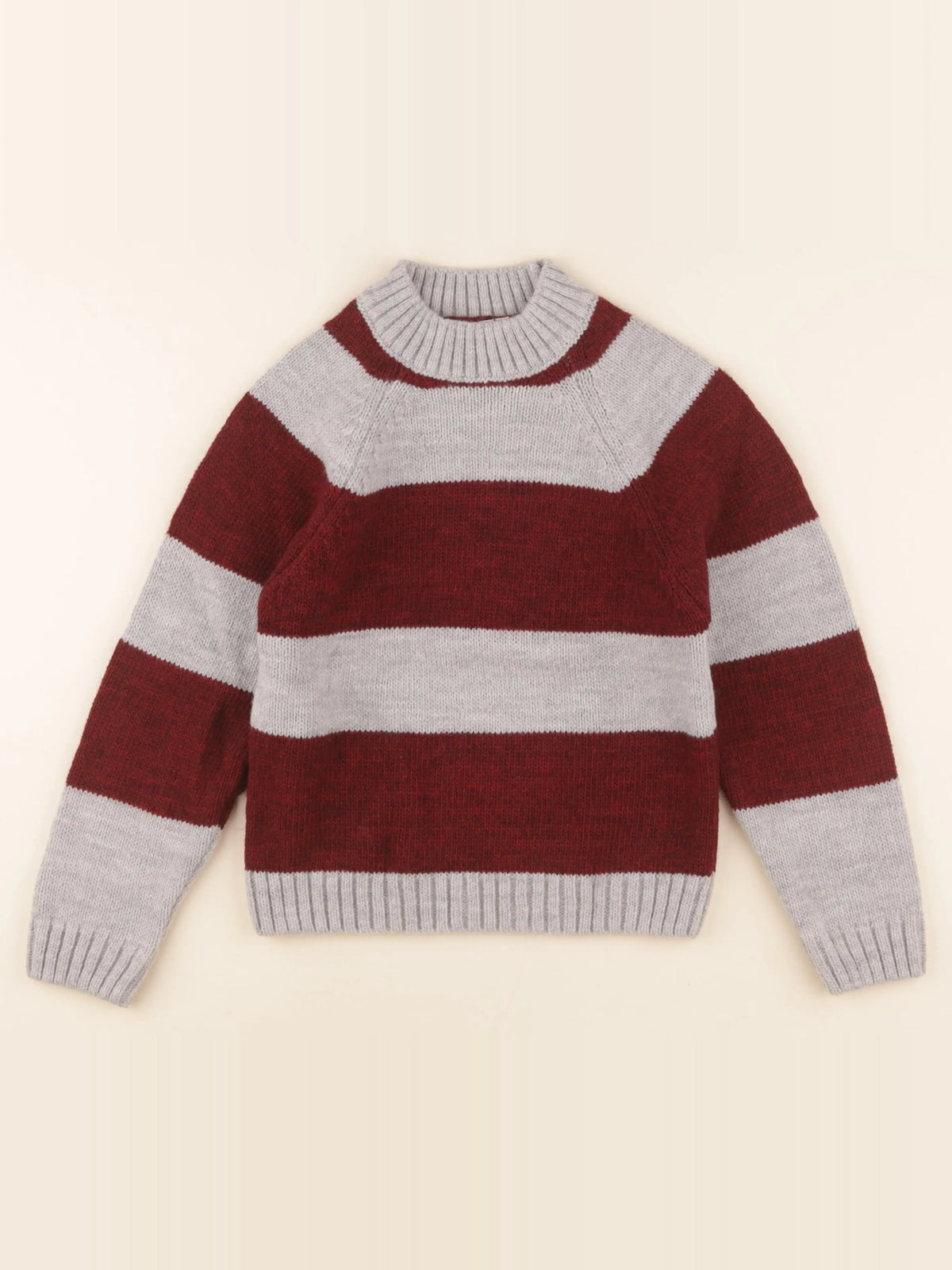 Pull gris, rouge