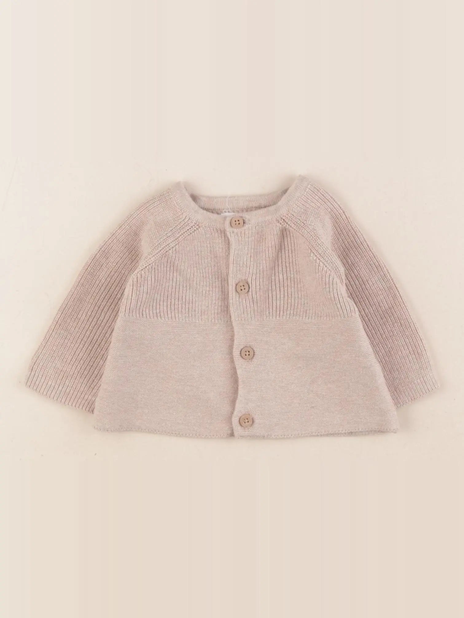 Vertbaudet - gilet beige - 1 mois