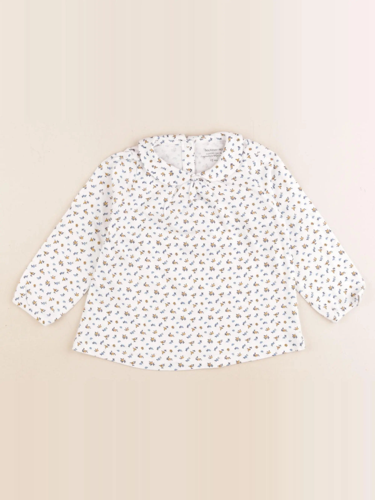 Boutchou - tee-shirt blanc, bleu - 1 an