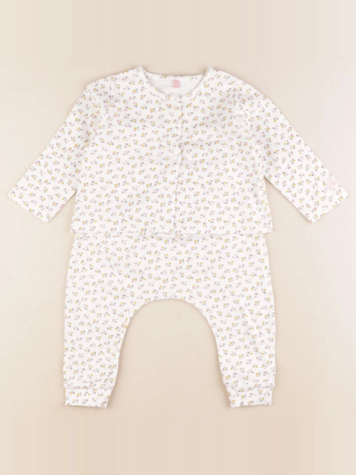 Petit Bateau - pyjama coton blanc - 1 an