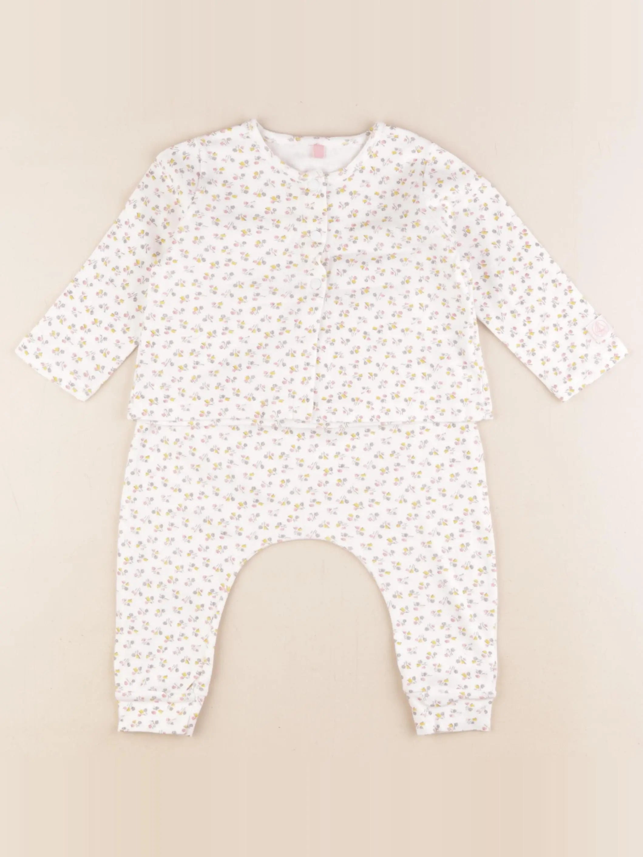 Petit Bateau - pyjama coton blanc - 1 an