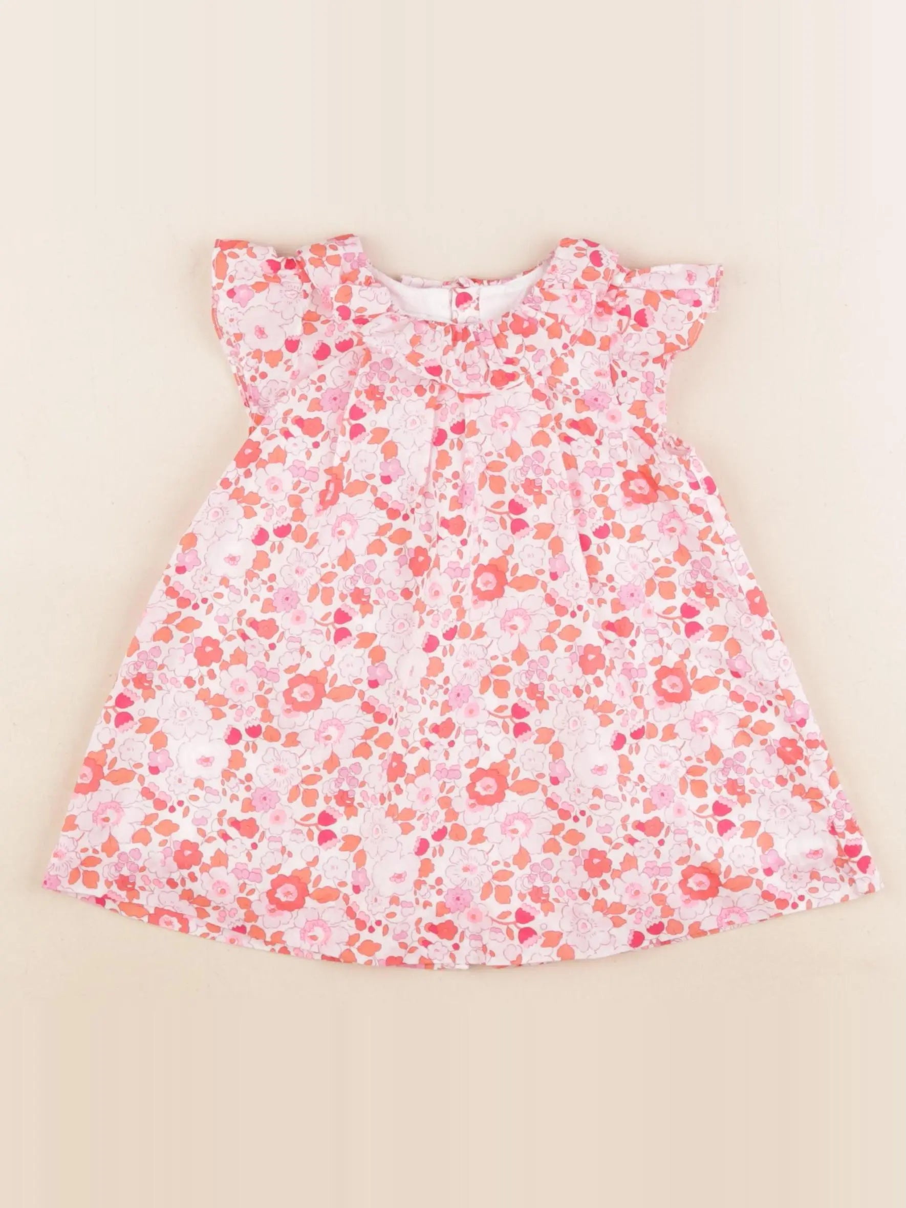 Jacadi - robe liberty rouge, rose - 6 mois