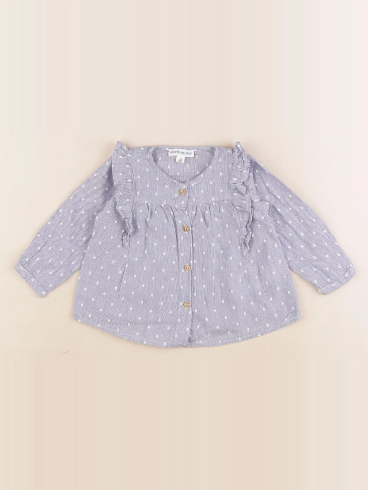 Vertbaudet - blouse blanc, bleu - 12 mois