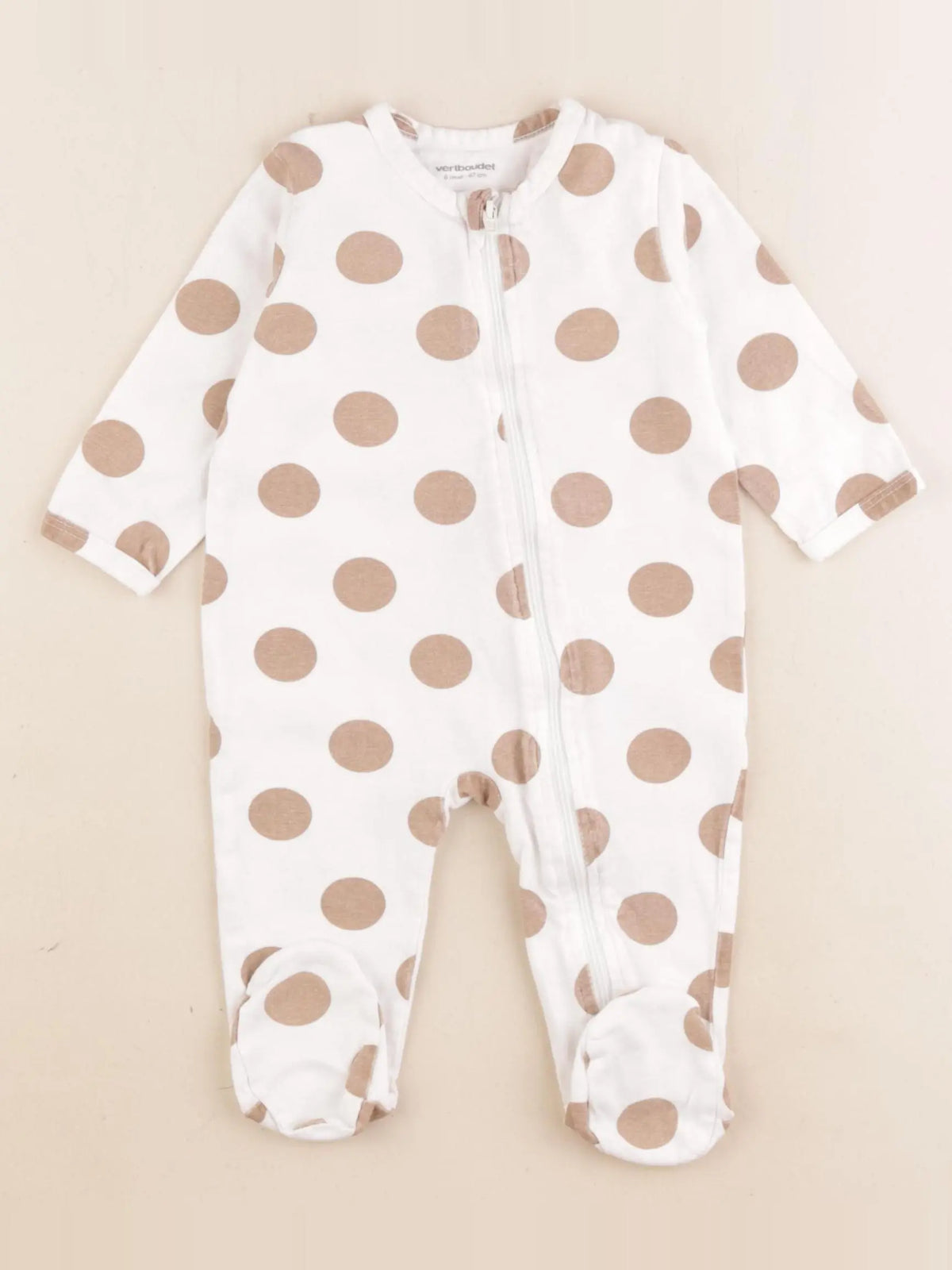 Vertbaudet - pyjama coton beige - 6 mois