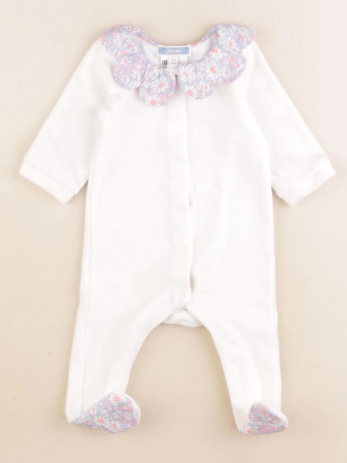Jacadi - pyjama liberty velours blanc - 3 mois
