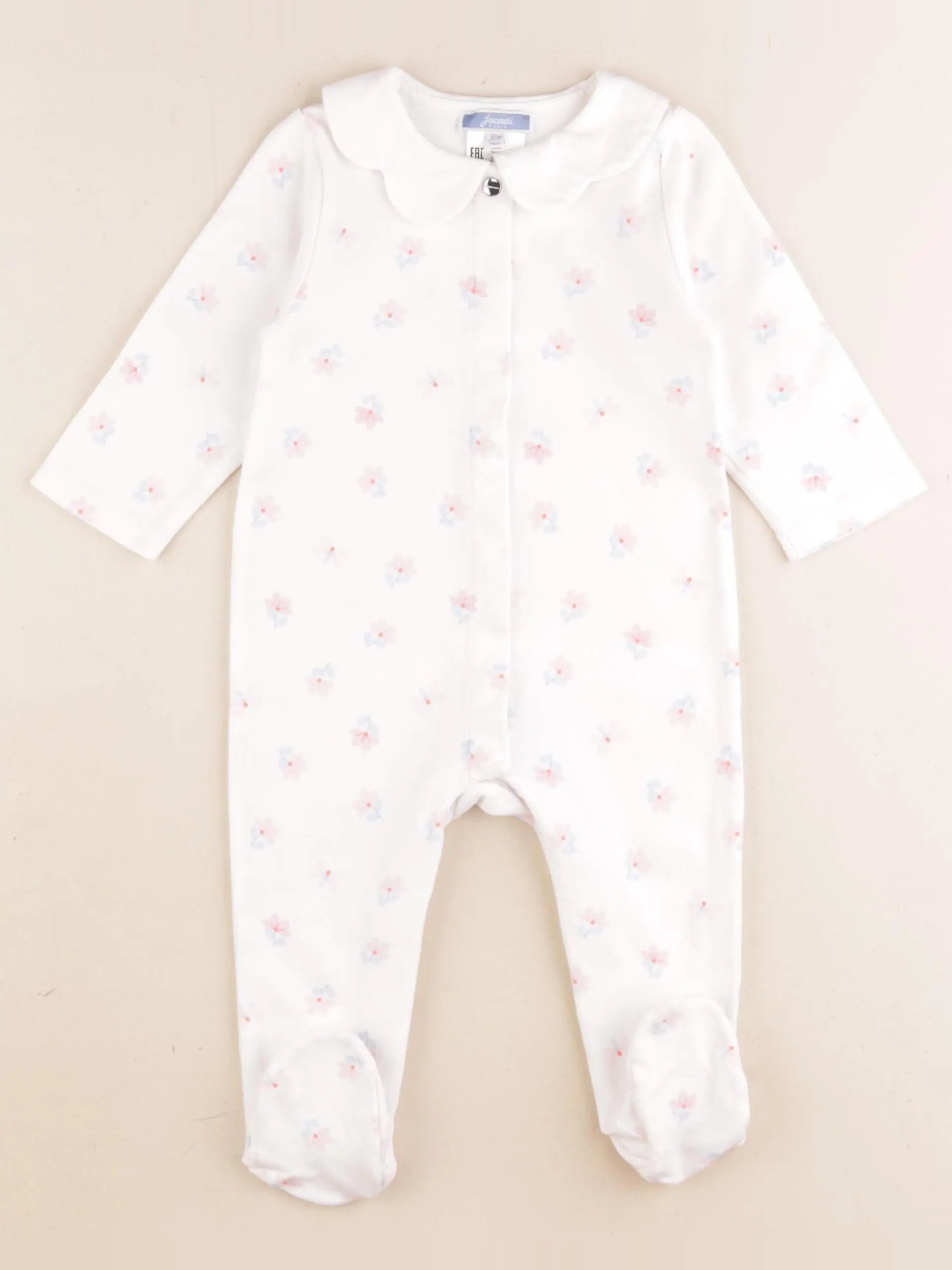 Jacadi - pyjama coton blanc, rose - 12 mois