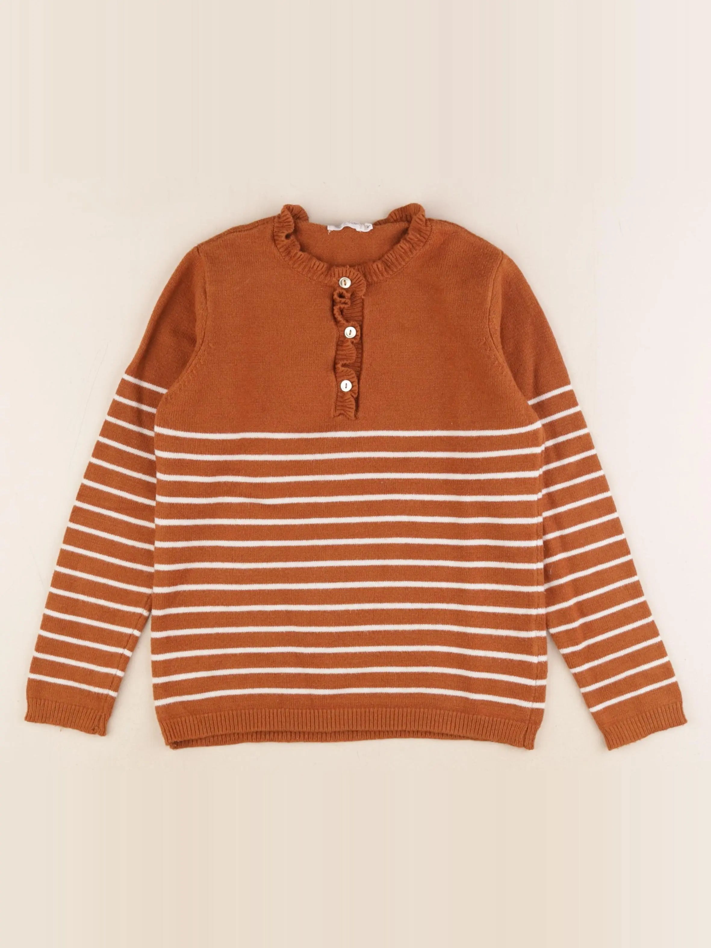 Eden & Victor - pull blanc, marron - 8 ans