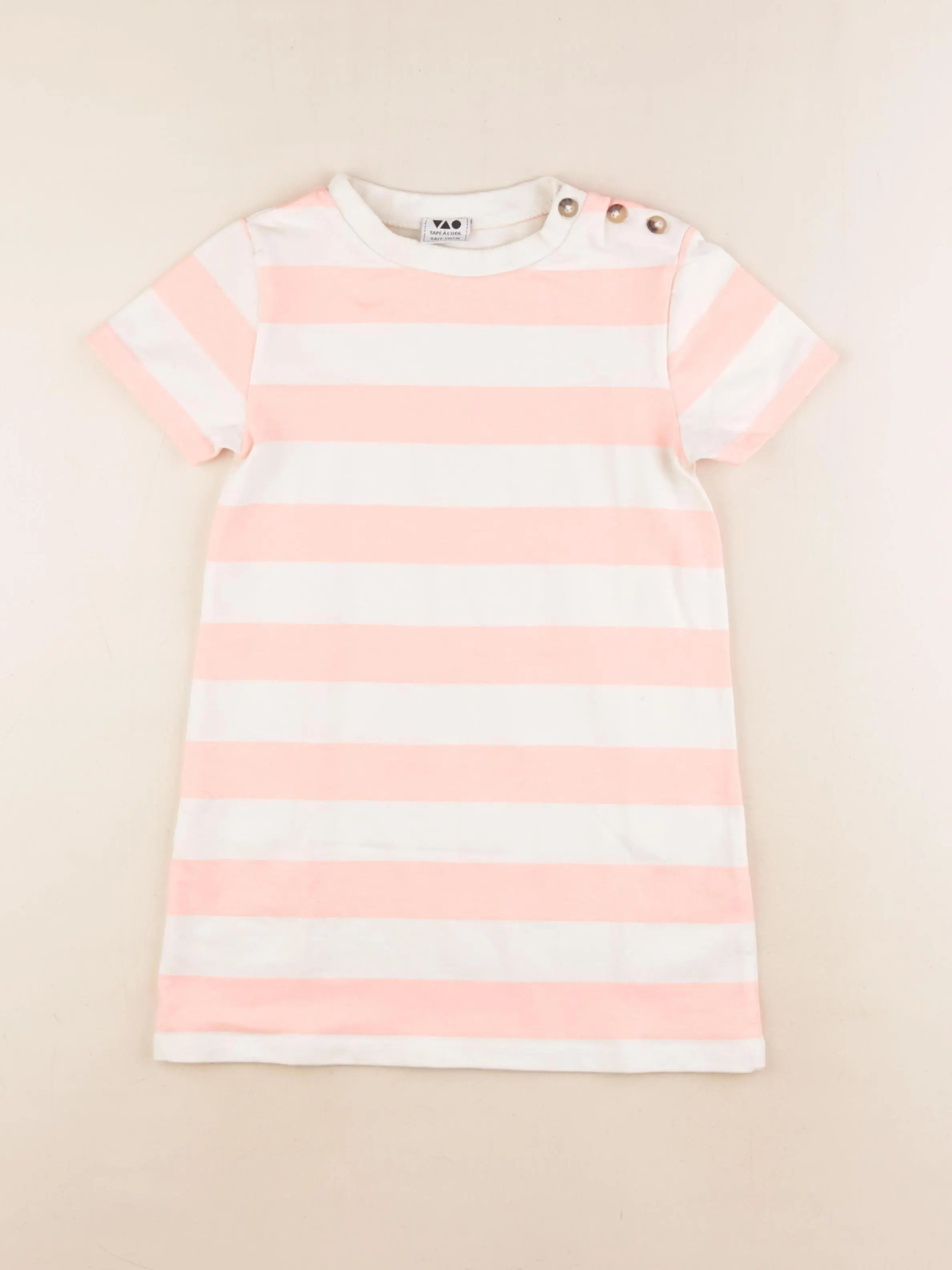 Tape à l'oeil - robe blanc, rose - 5 ans