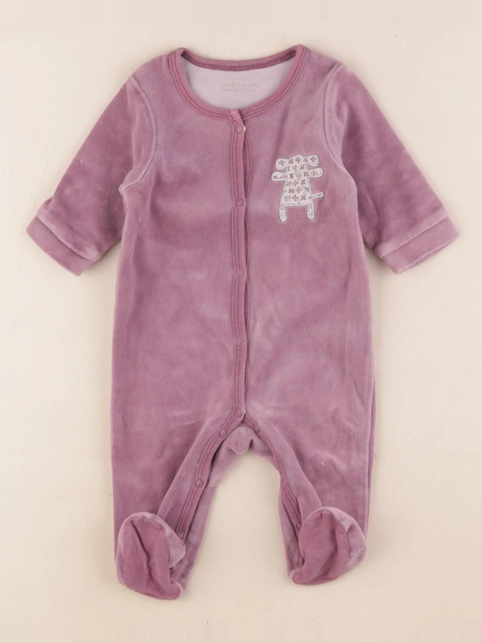 Vertbaudet - pyjama velours violet - 3 mois