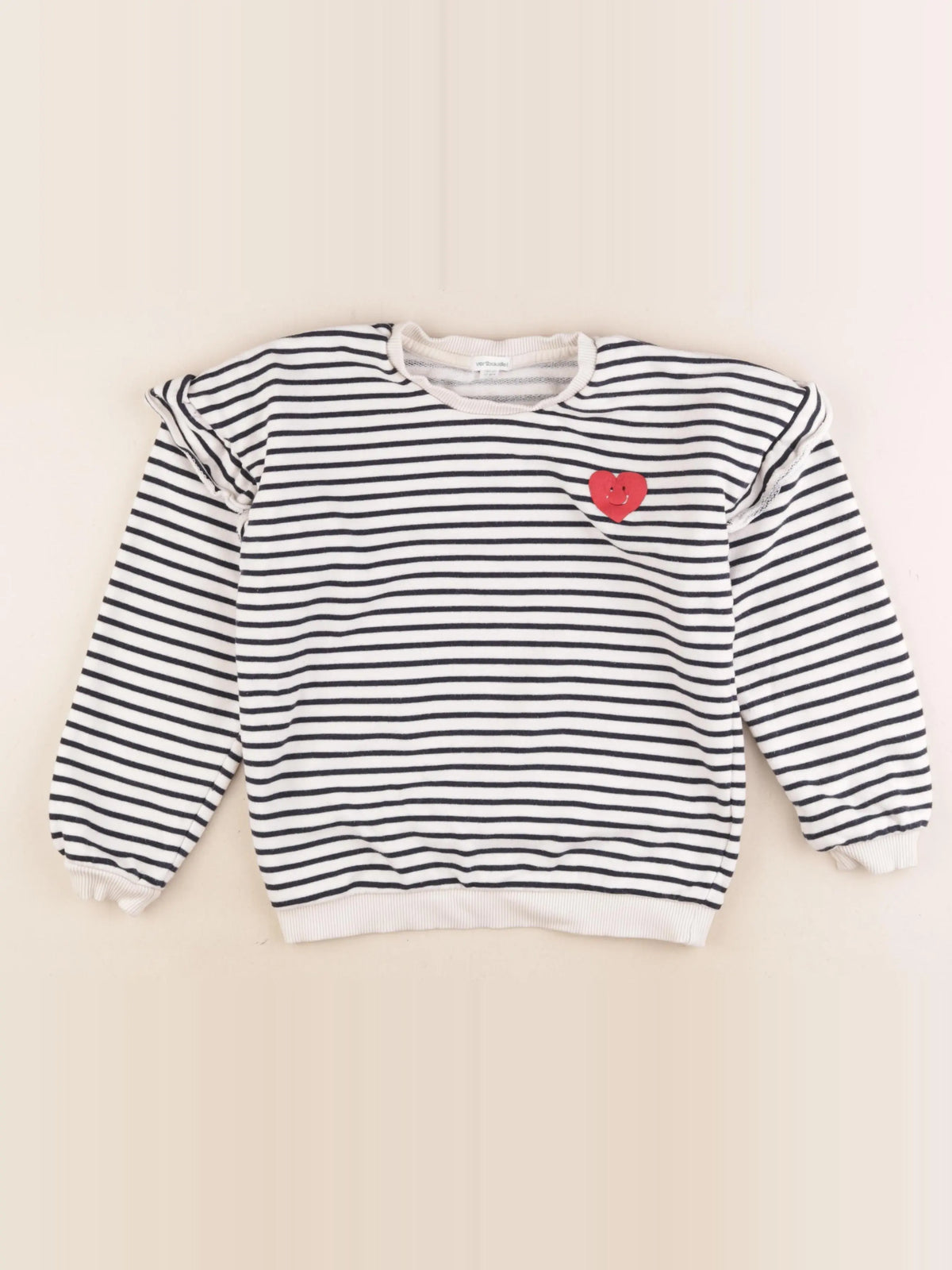 Vertbaudet - sweat blanc, bleu - 10 ans