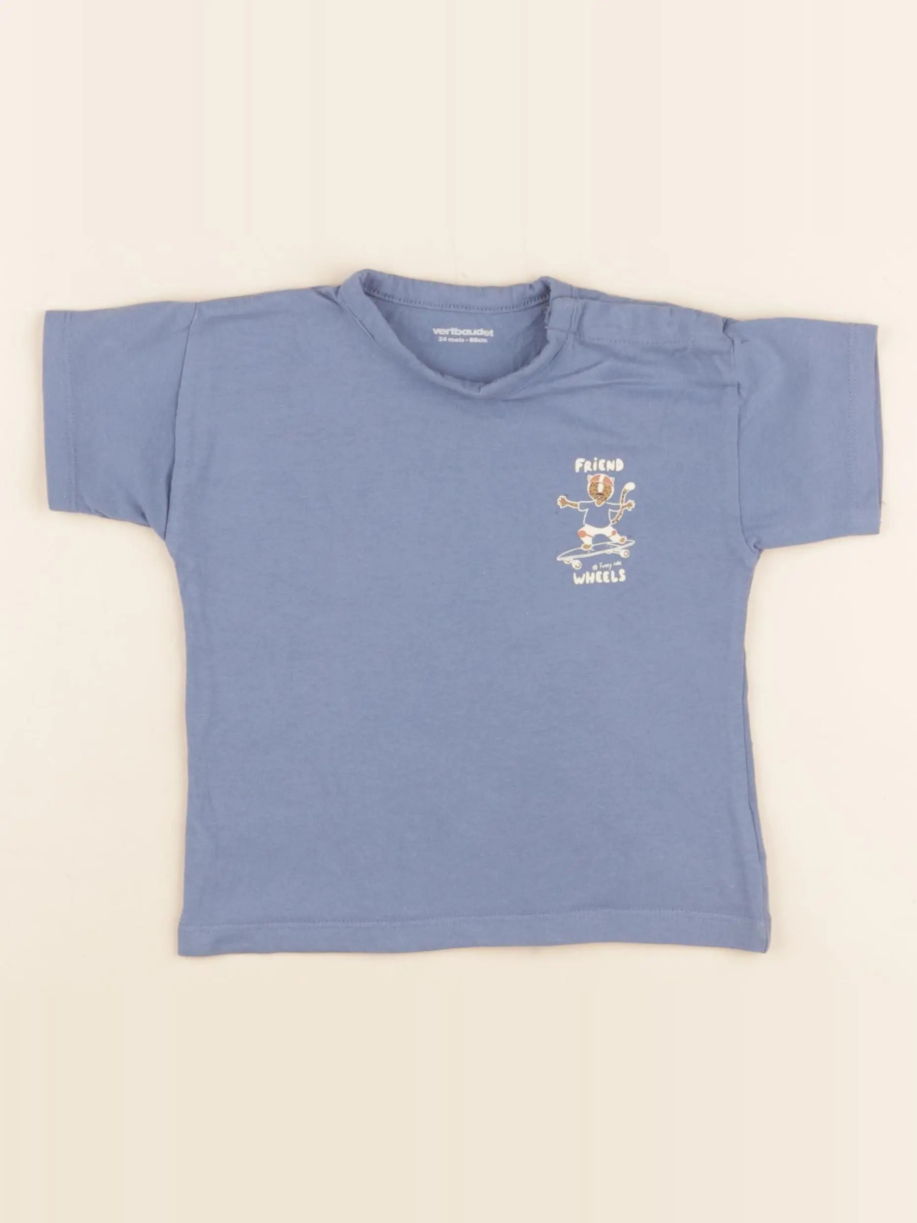 Vertbaudet - tee-shirt bleu - 24 mois