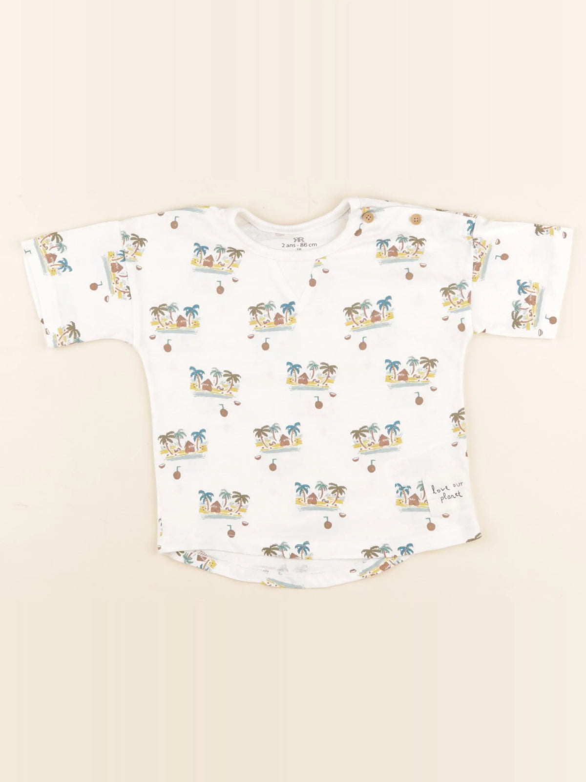 La Redoute - tee-shirt multicolore, beige, noir, blanc - 2 ans