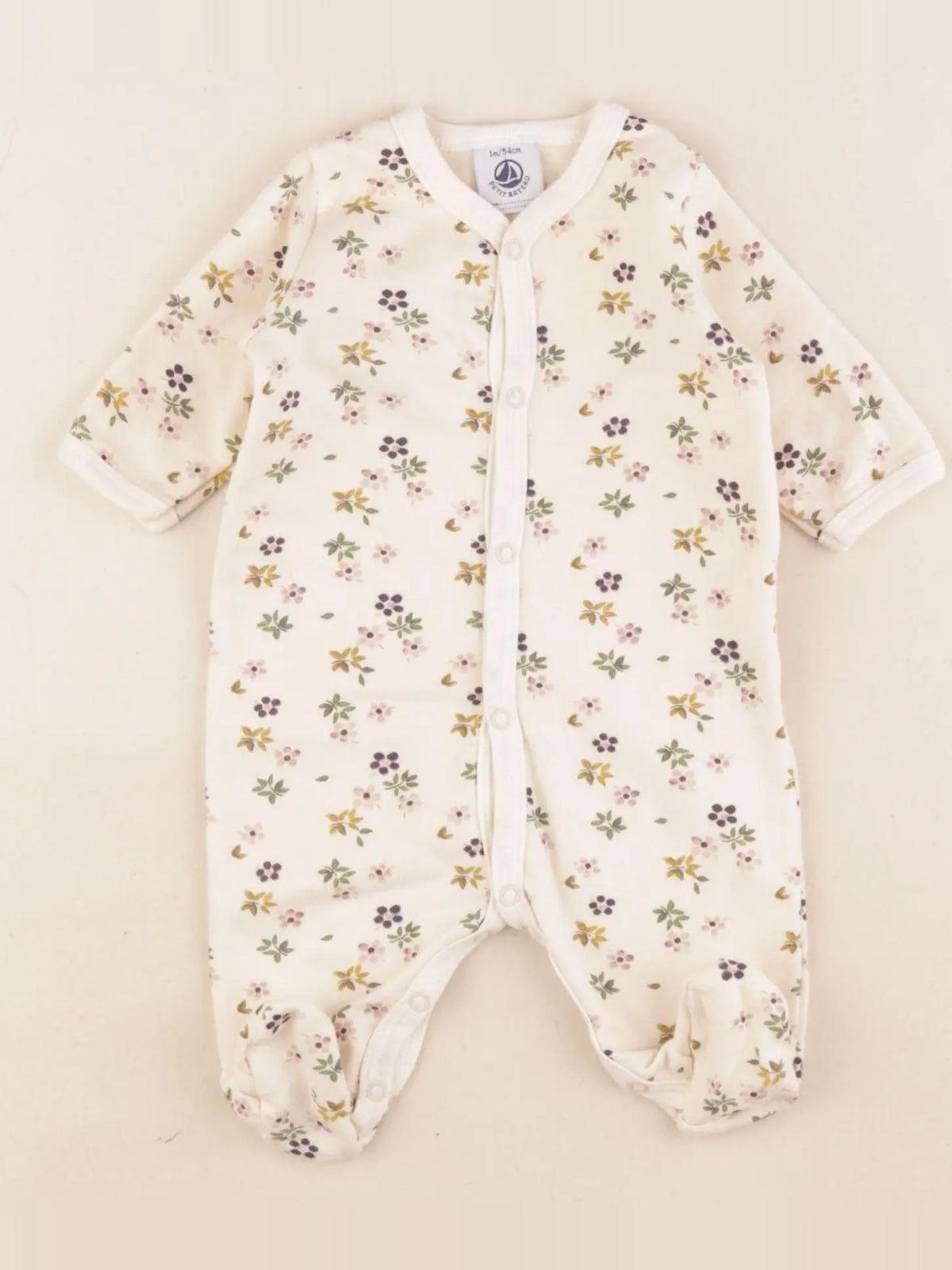 Petit Bateau - pyjama coton beige - 1 mois