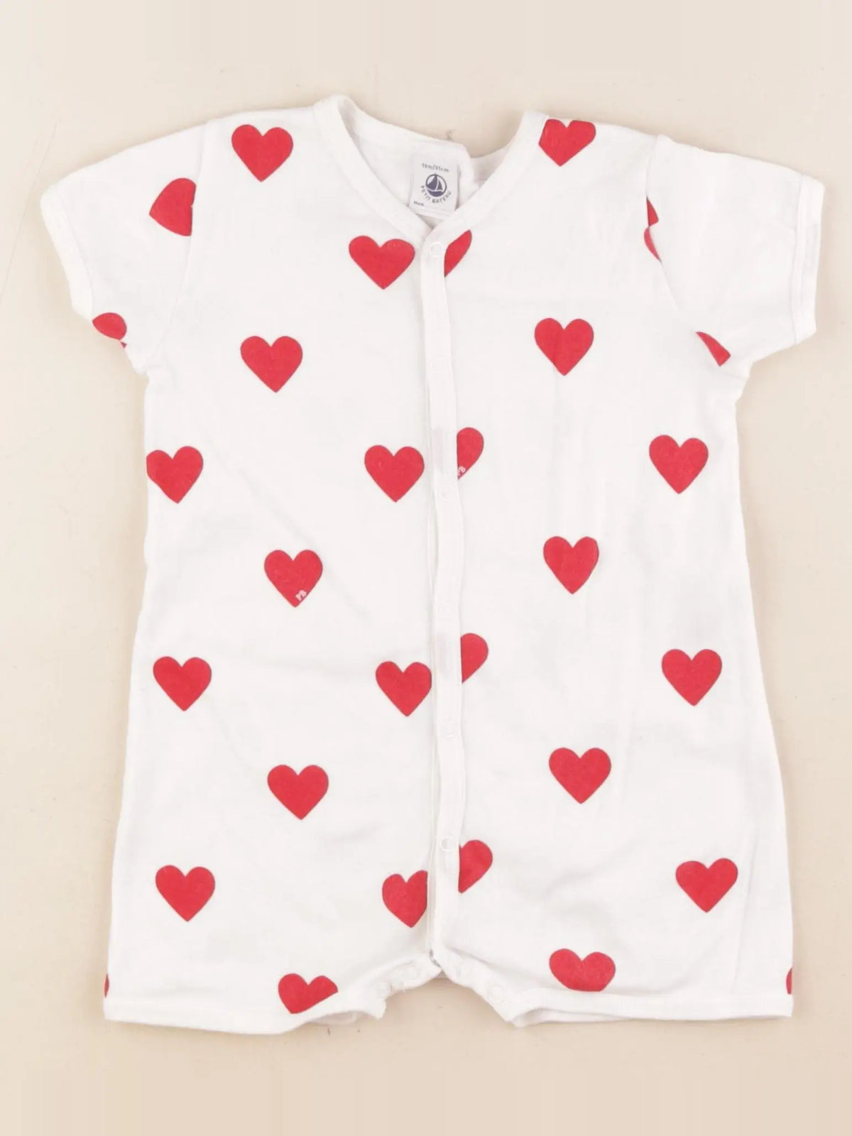 Petit Bateau - pyjama coton blanc, rouge - 18 mois