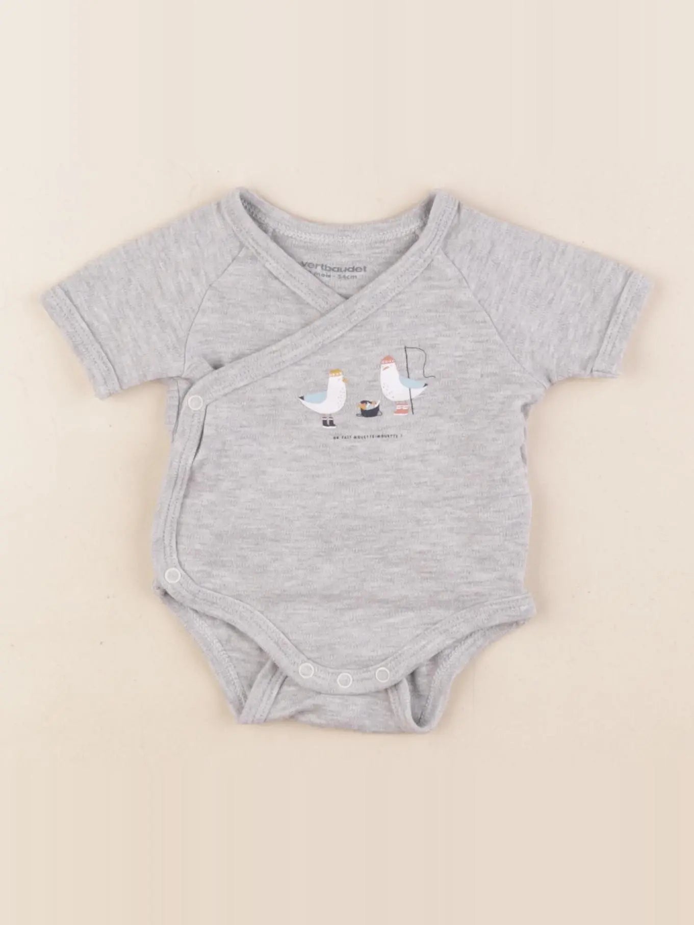 Vertbaudet - body gris - 1 mois