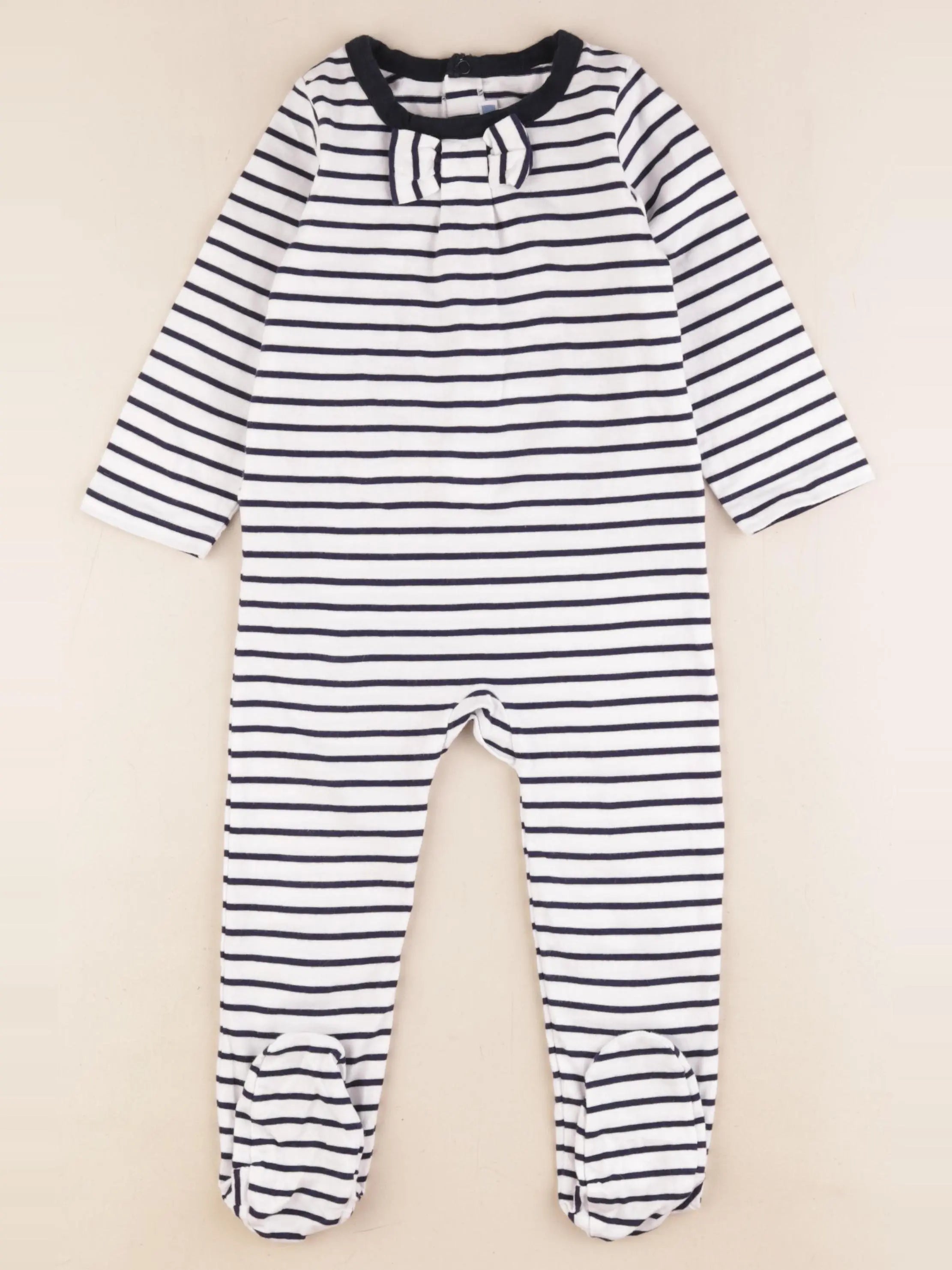Jacadi - pyjama coton blanc, bleu - 24 mois