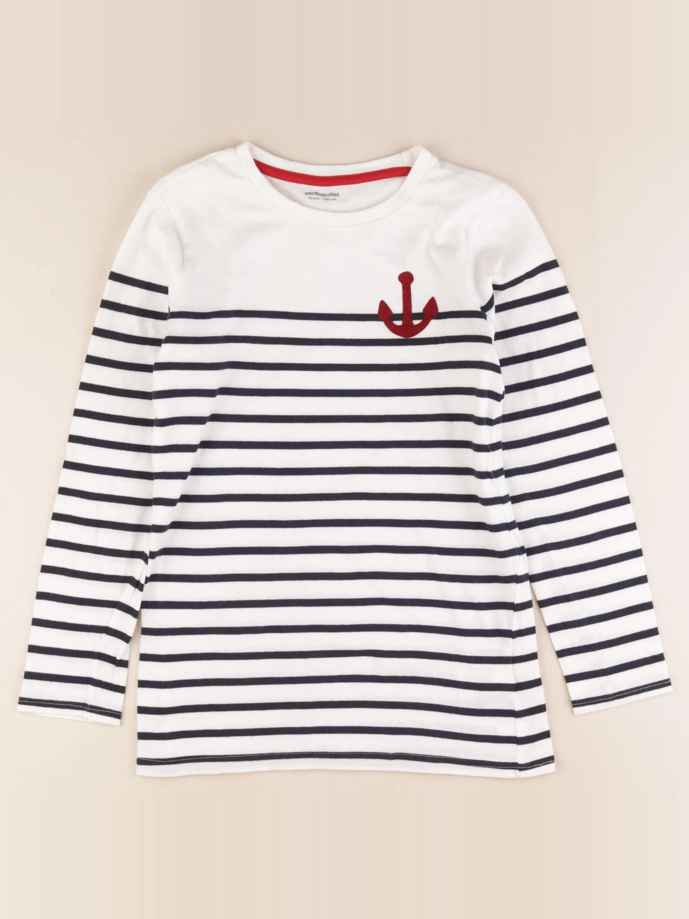 Vertbaudet - tee-shirt blanc, bleu - 10 ans