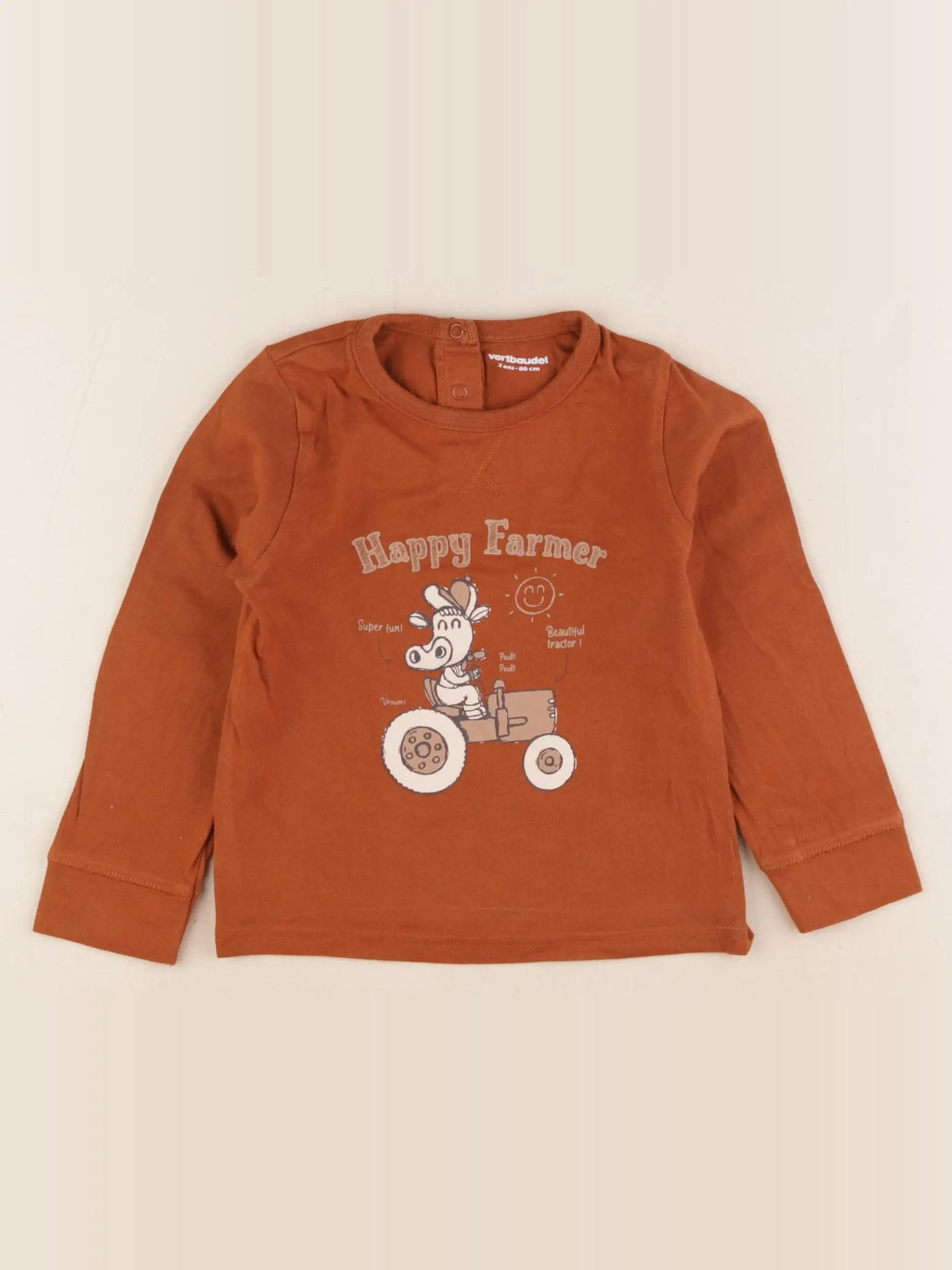 Vertbaudet - tee-shirt marron - 2 ans