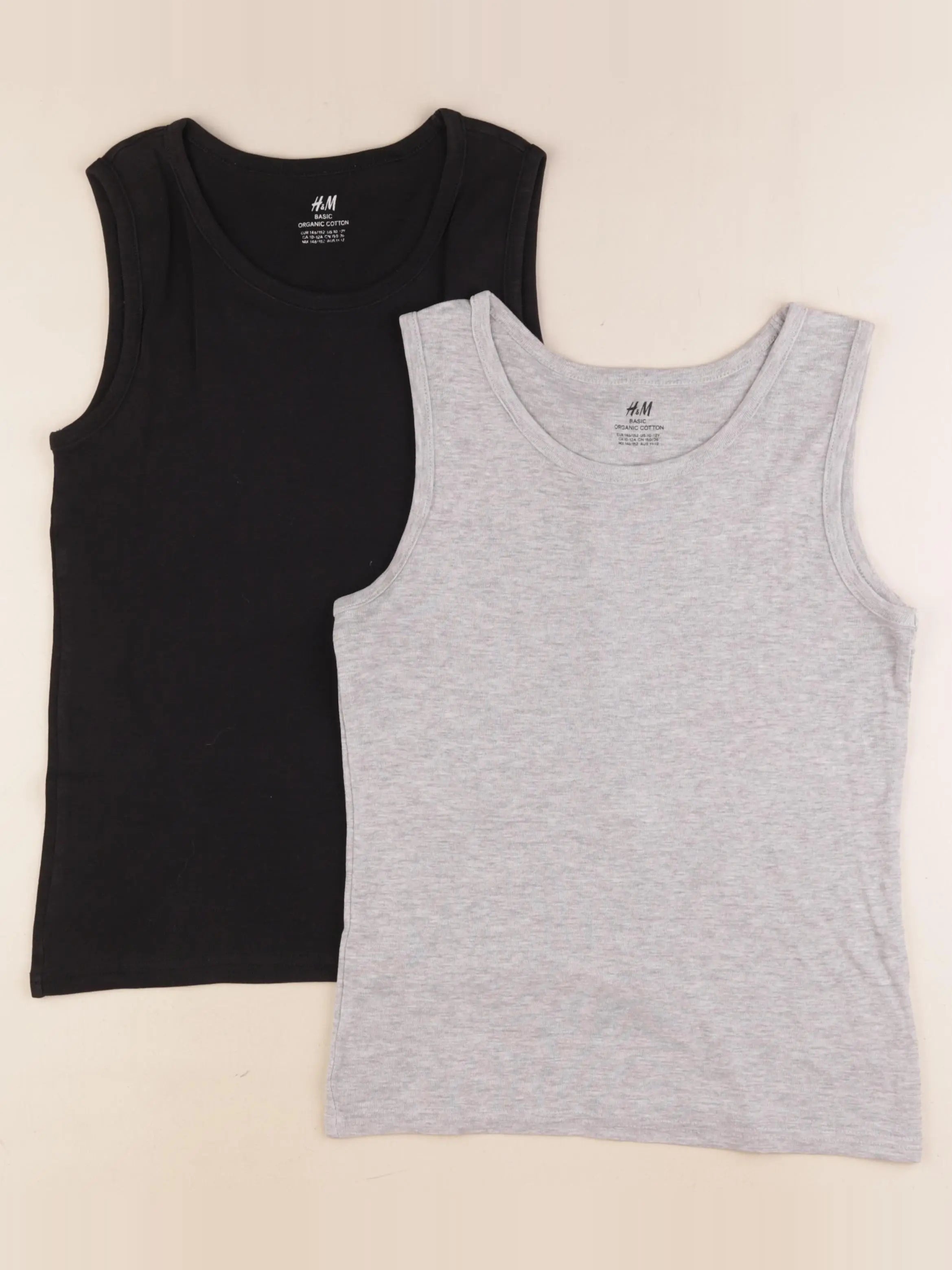 H&M - maillot de corps gris, noir - 10/12 ans