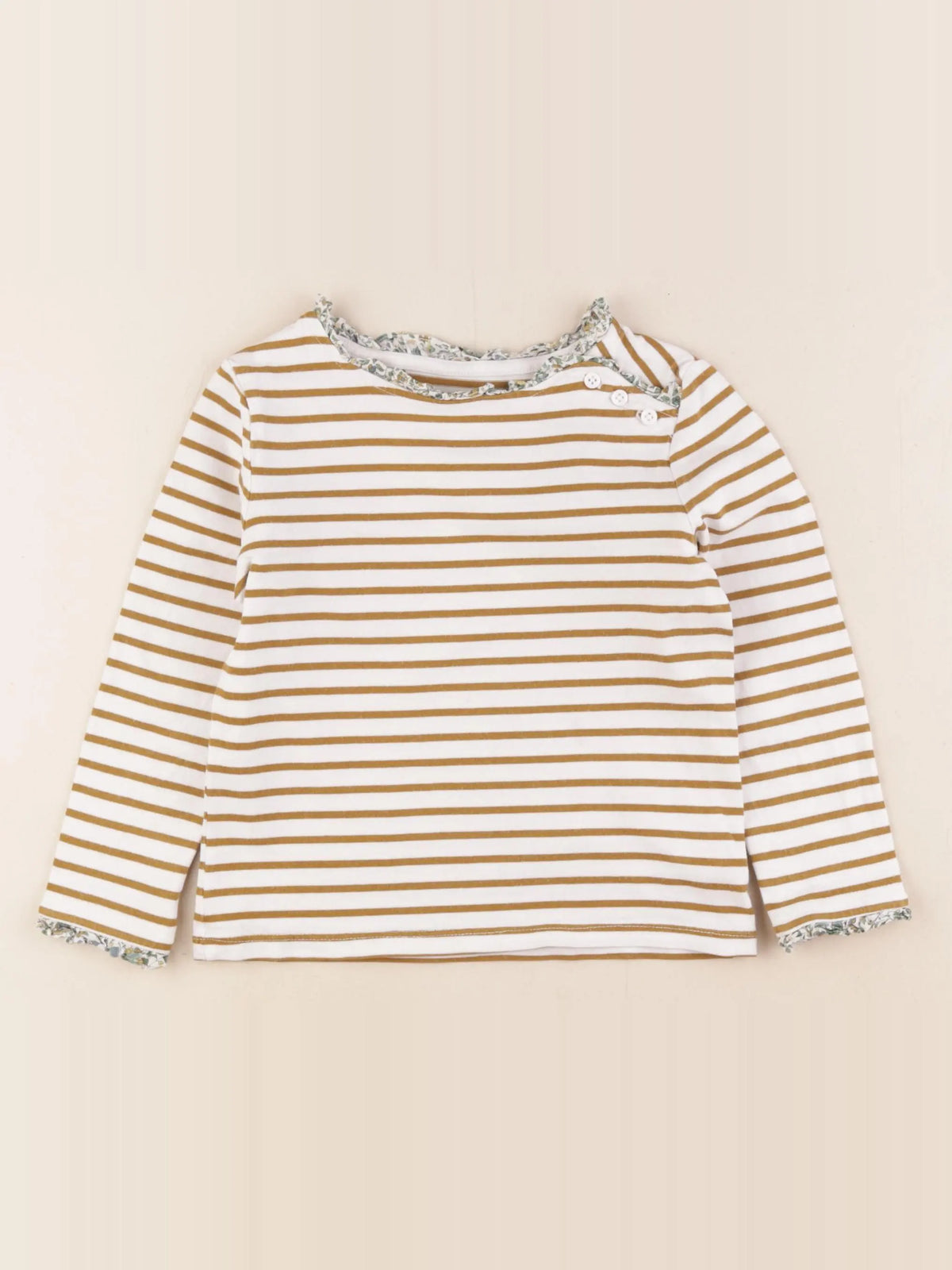 Cyrillus - tee-shirt blanc, marron - 4 ans