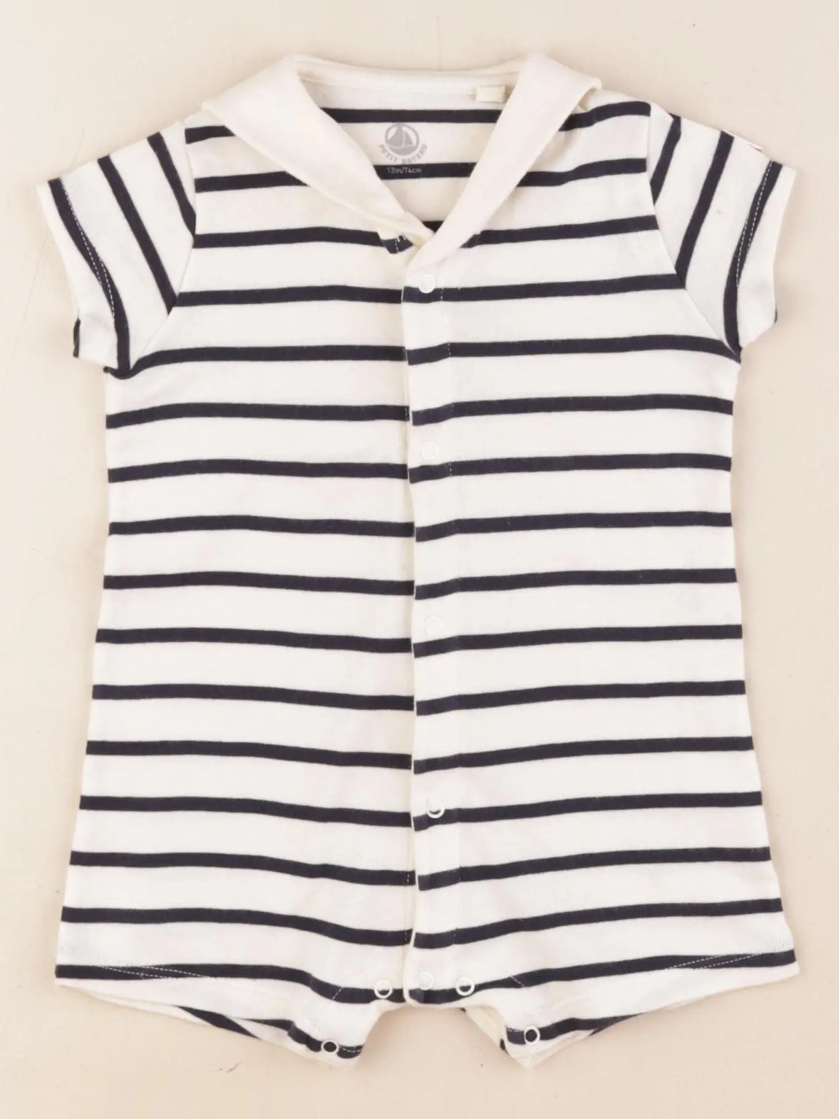 Petit Bateau - combinaison bleu, blanc - 12 mois