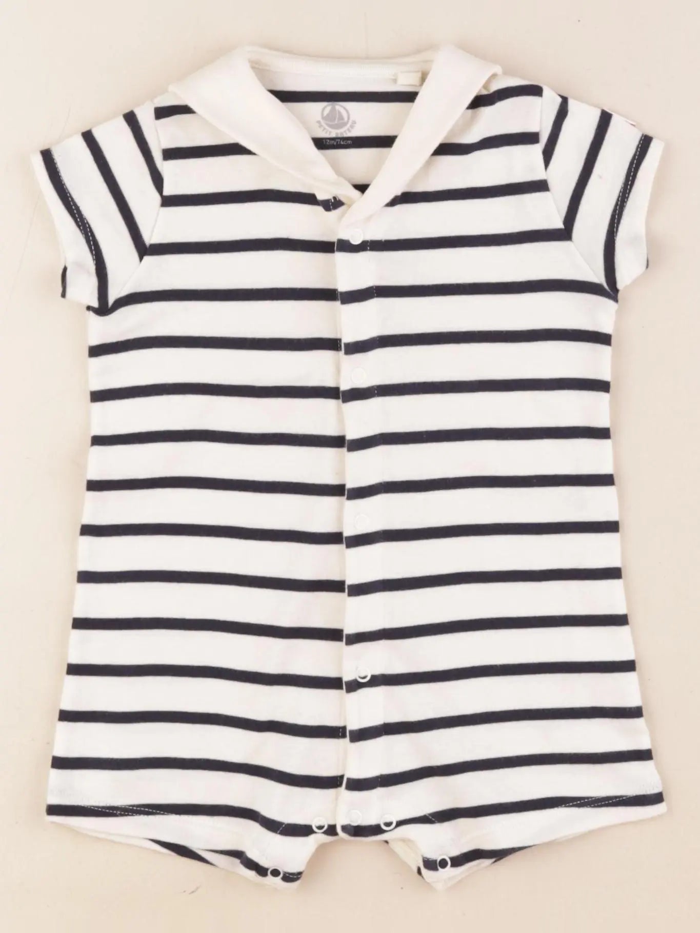 Petit Bateau - combinaison bleu, blanc - 12 mois