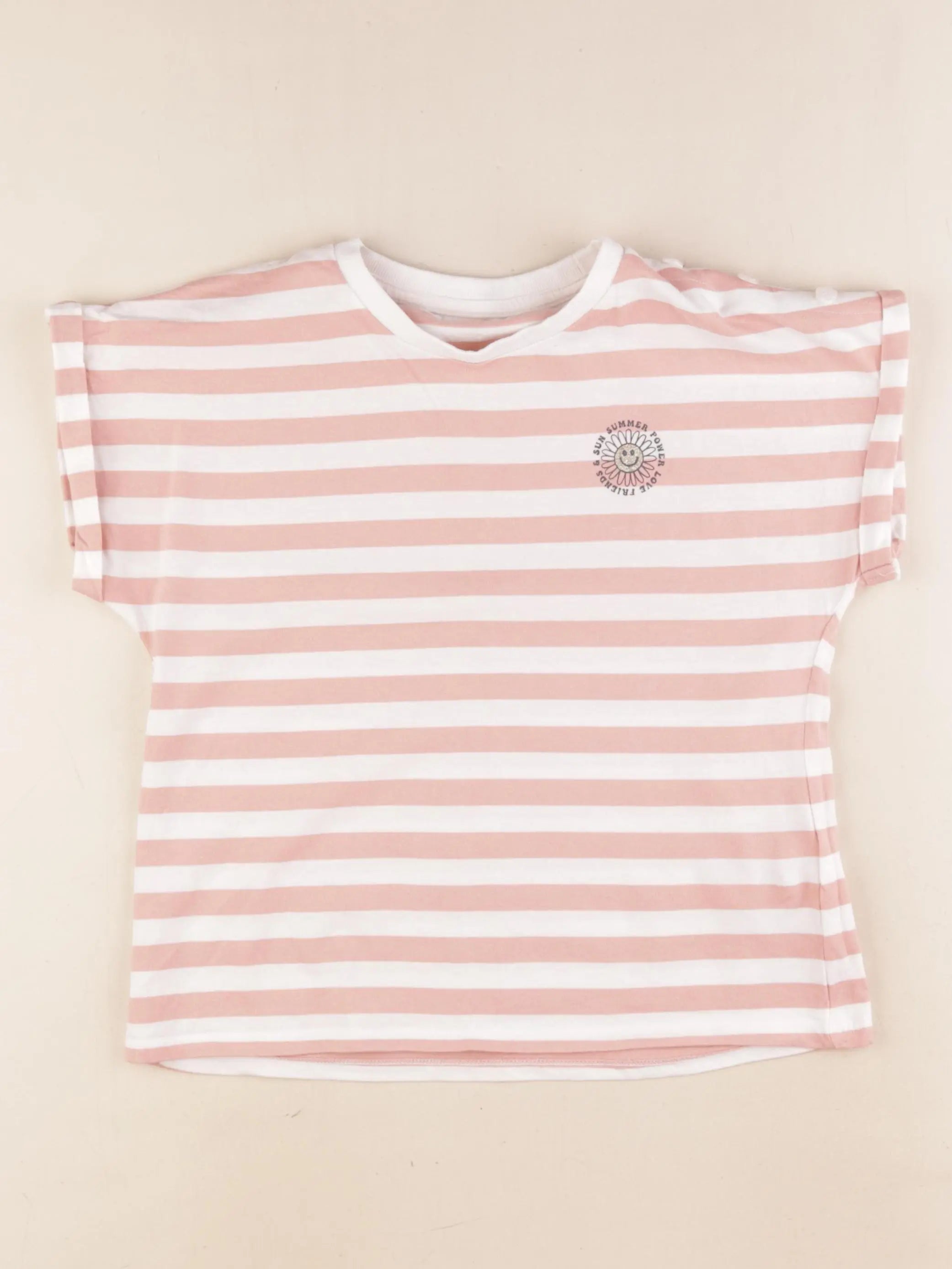 Vertbaudet - tee-shirt blanc, rose - 10 ans