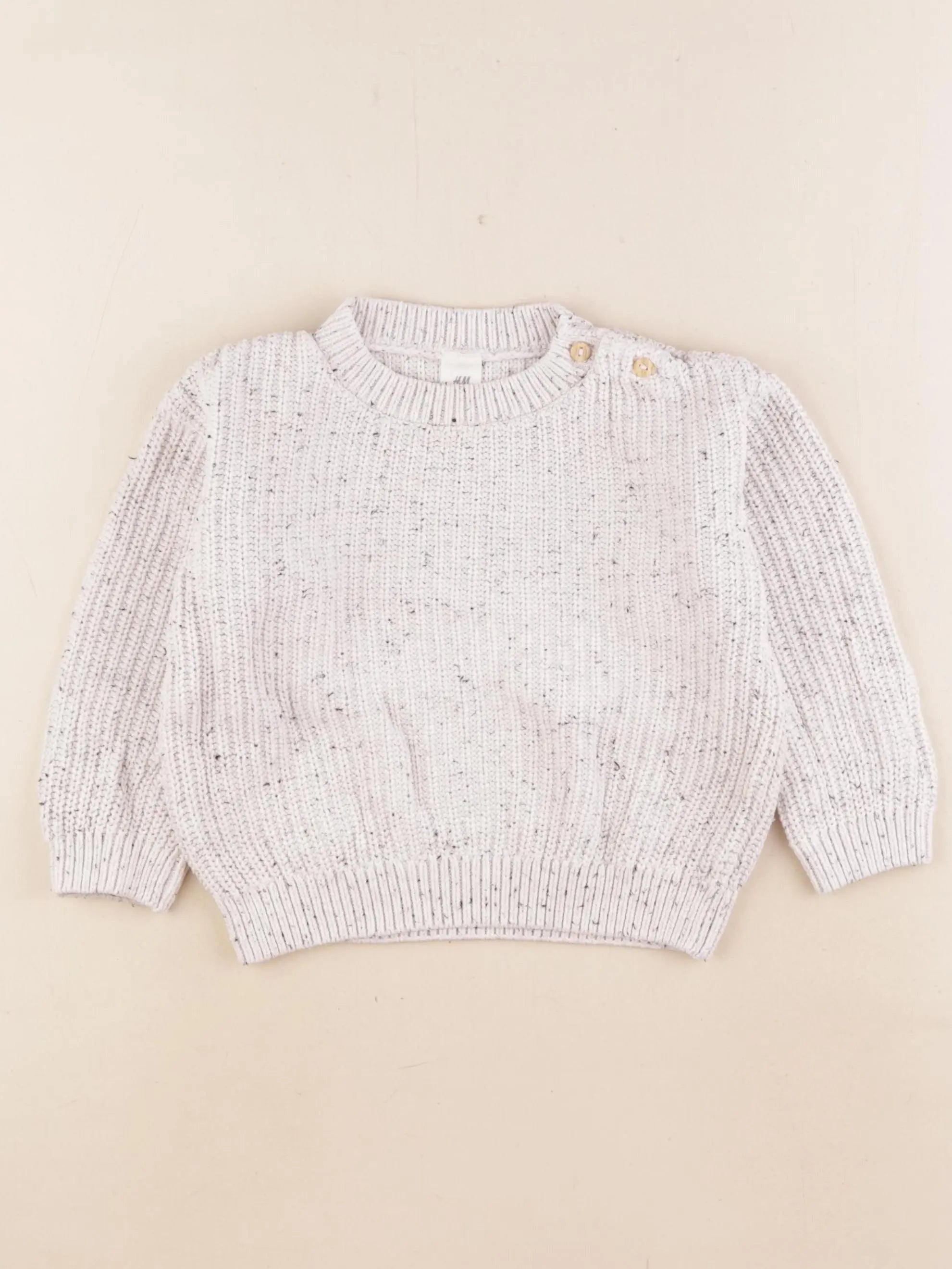 H&M - pull blanc, gris - 18/24 mois