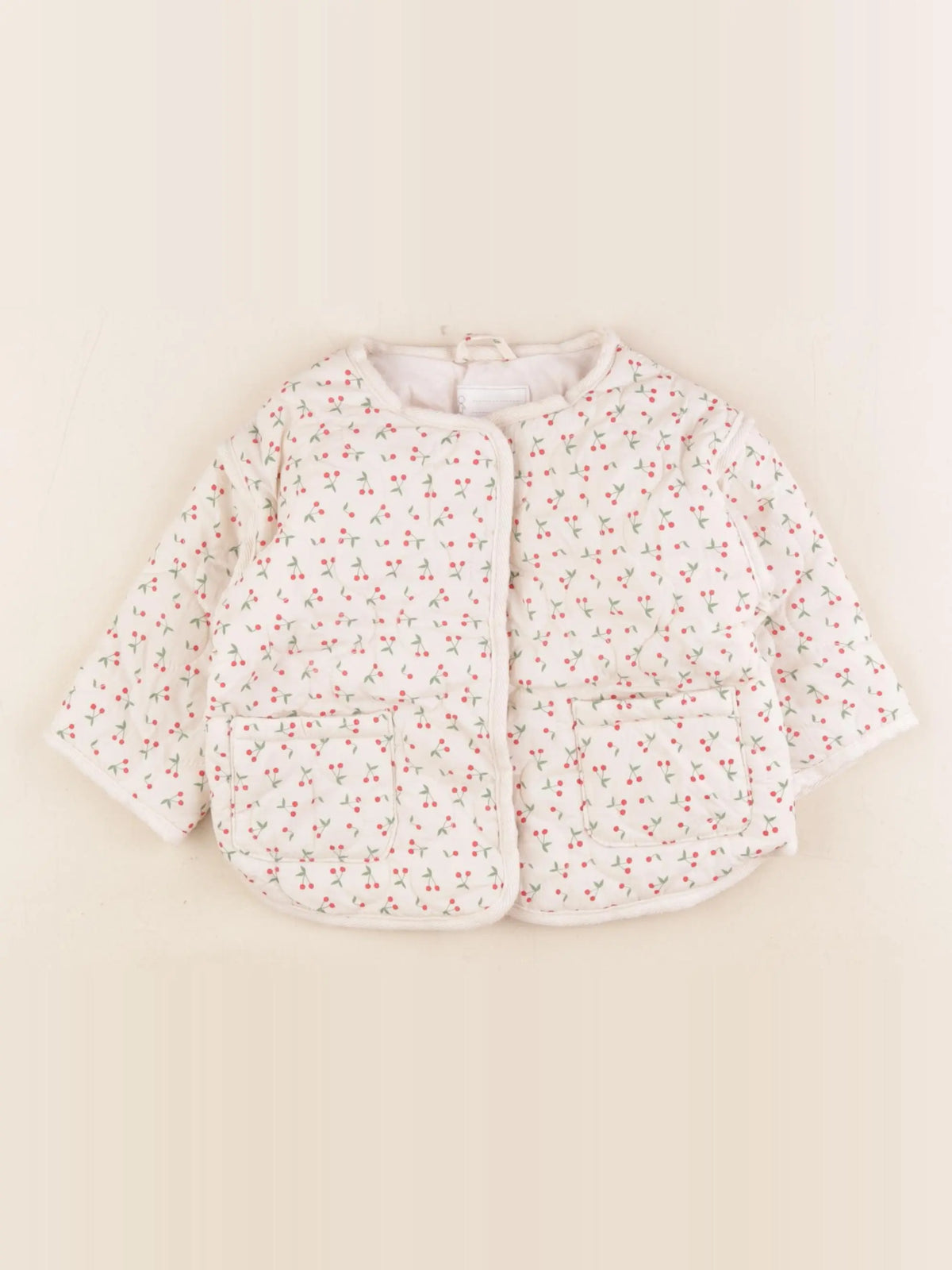 Vertbaudet - veste beige, rouge - 9 mois