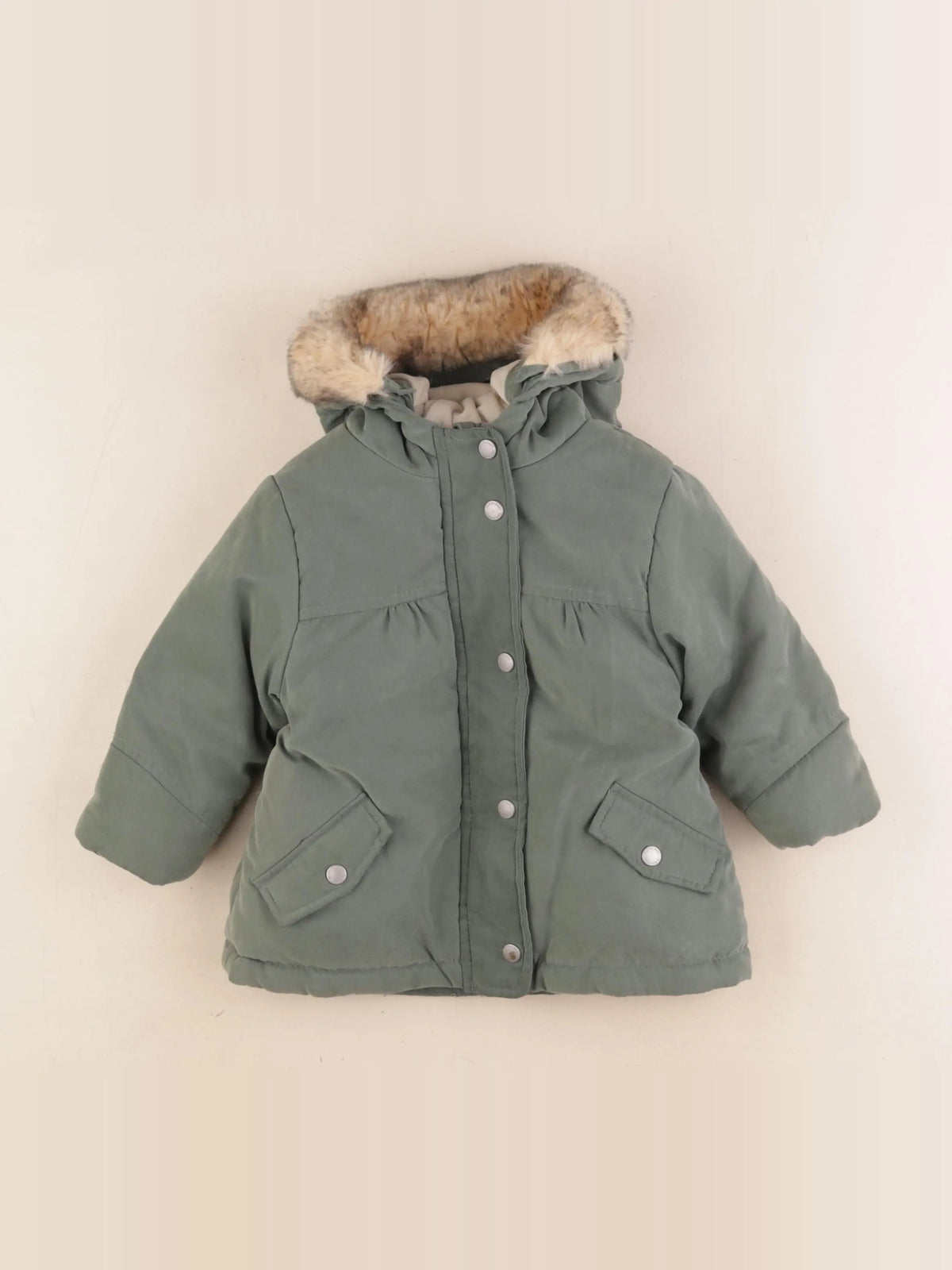 Vertbaudet - manteau doublure amovible vert - 12 mois