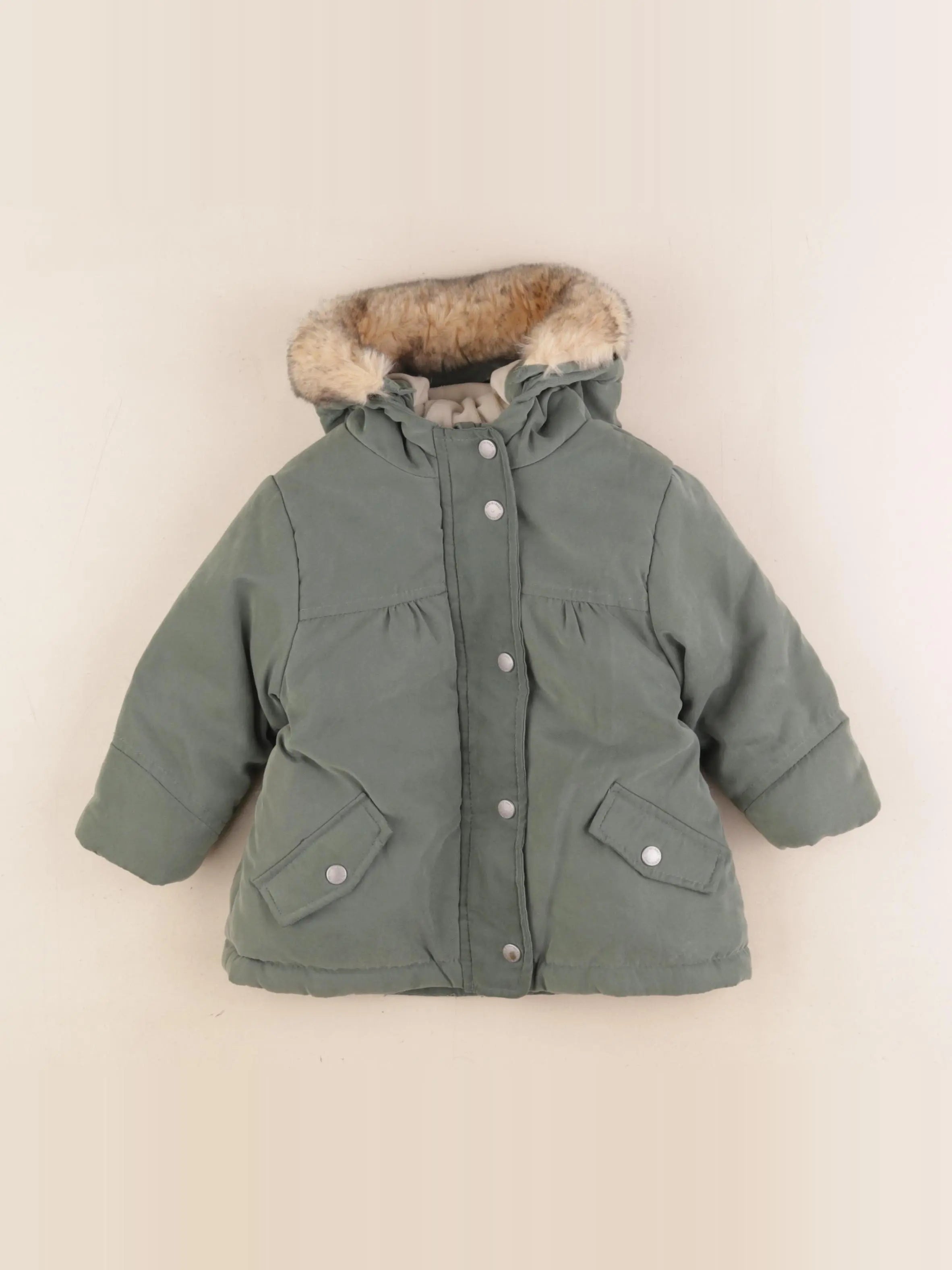 Vertbaudet - manteau doublure amovible vert - 12 mois