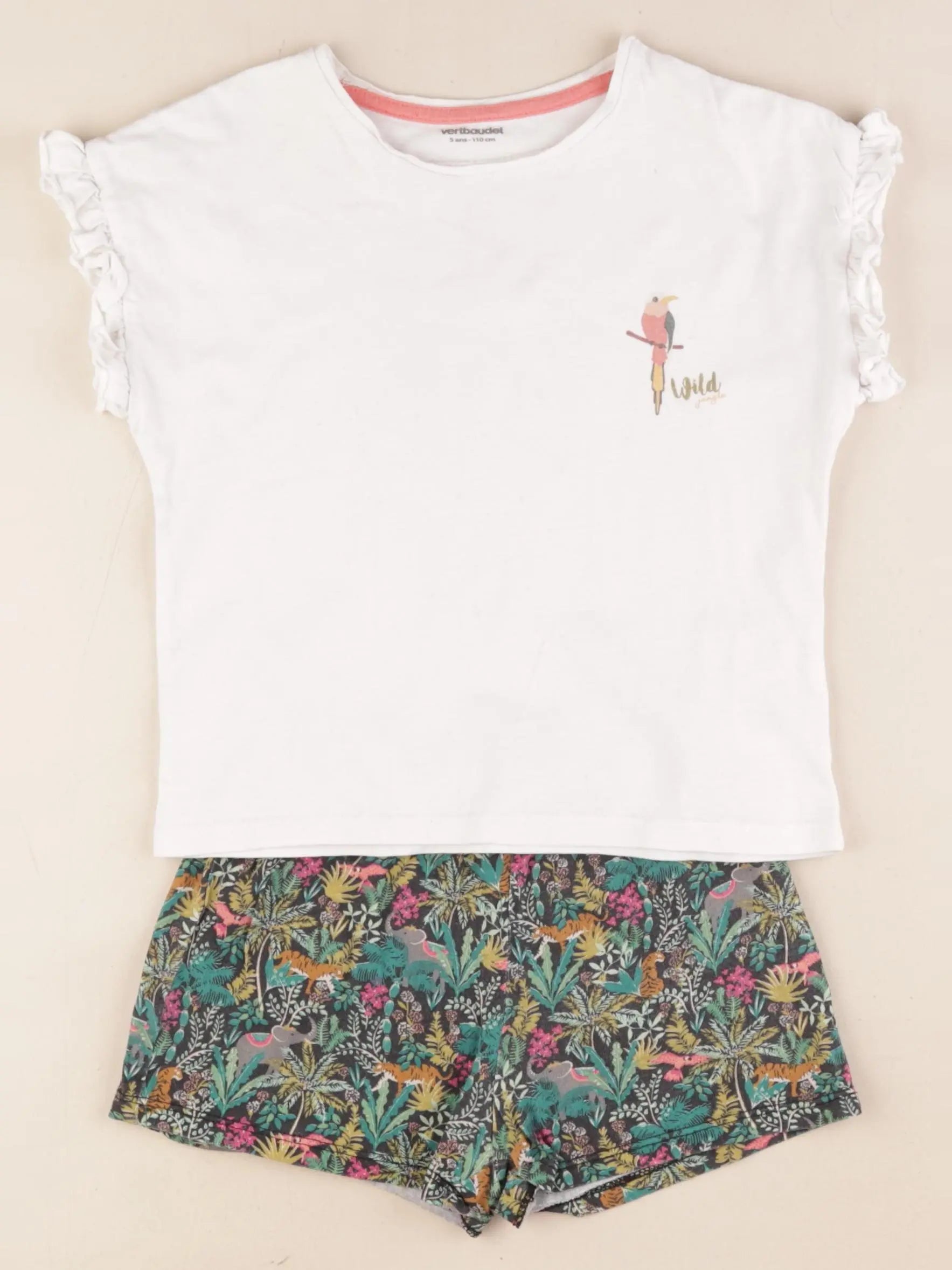 Vertbaudet - pyjama coton blanc, vert - 5 ans