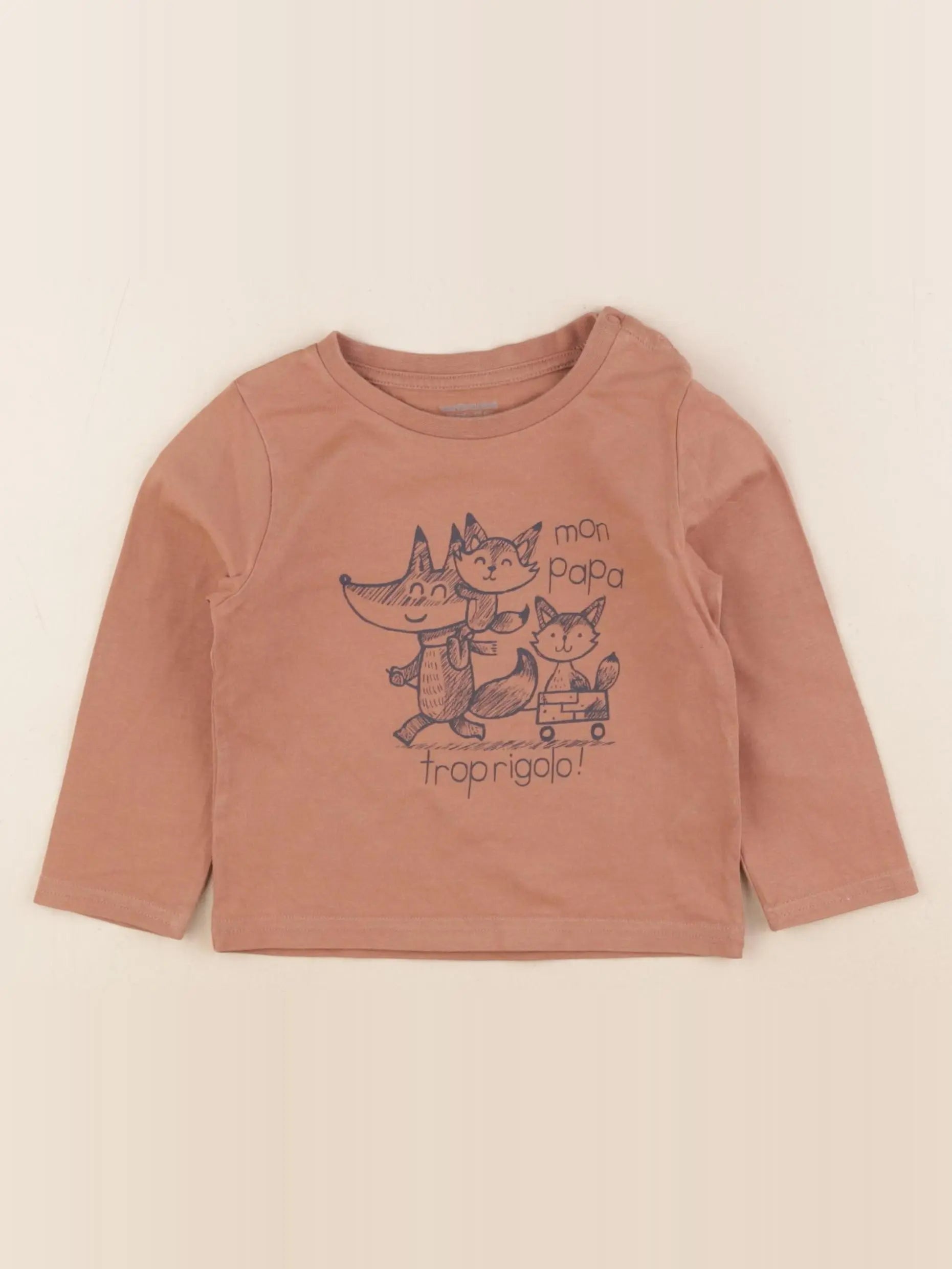 Vertbaudet - tee-shirt marron - 18 mois