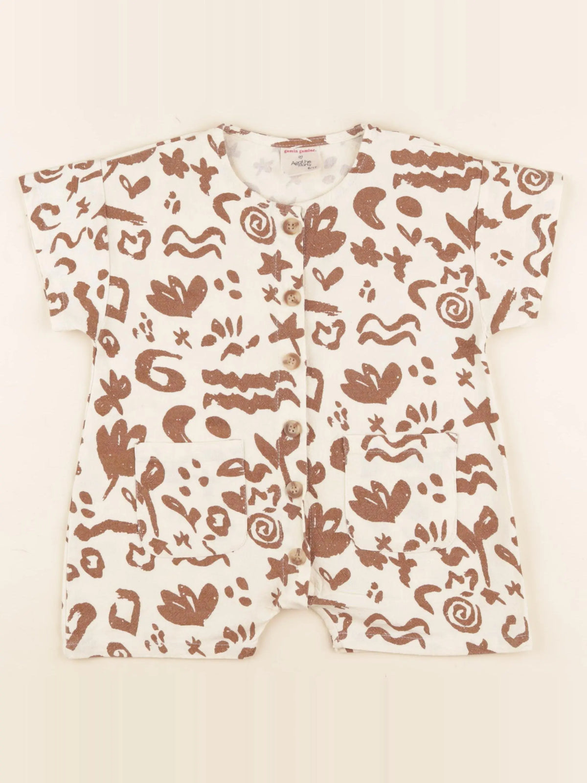 Gamin gamine - combinaison marron - 6/12 mois