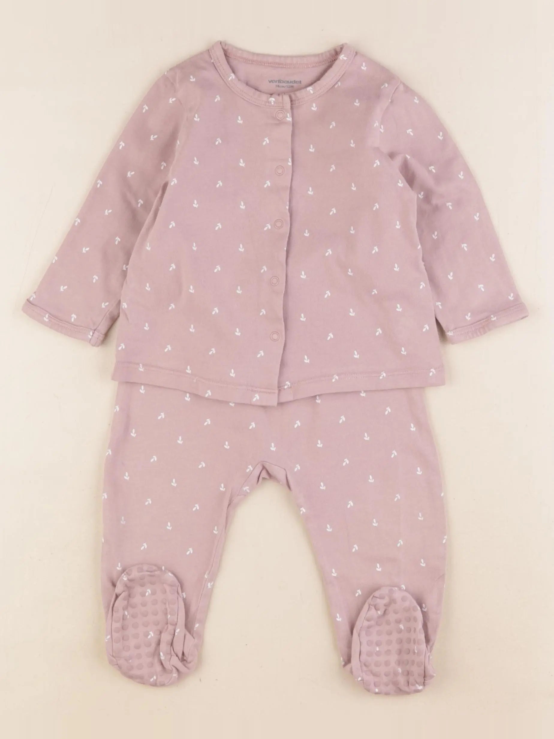 Vertbaudet - pyjama coton violet - 12 mois