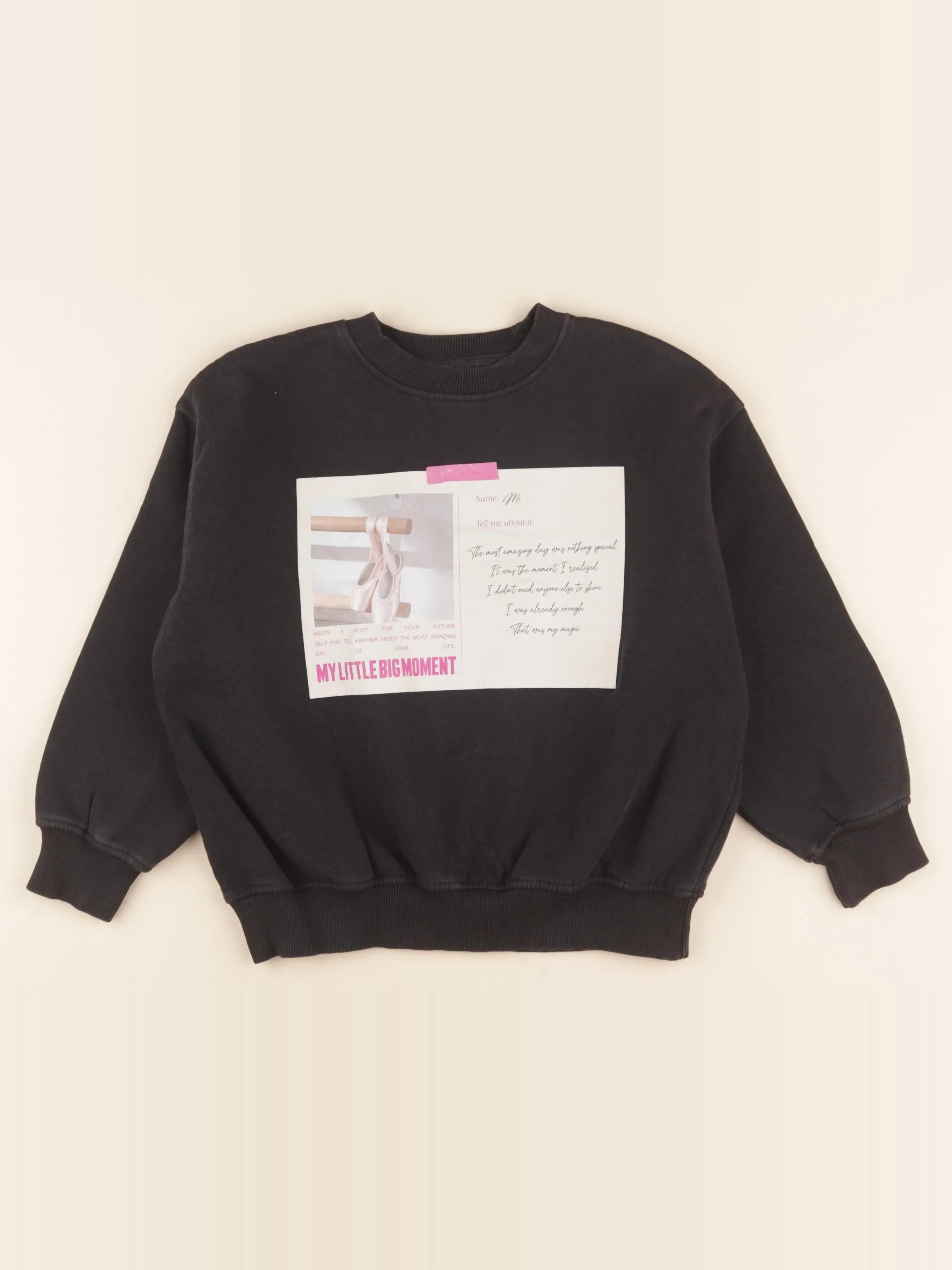 Zara - sweat imprimé au dos noir - 6/7 ans