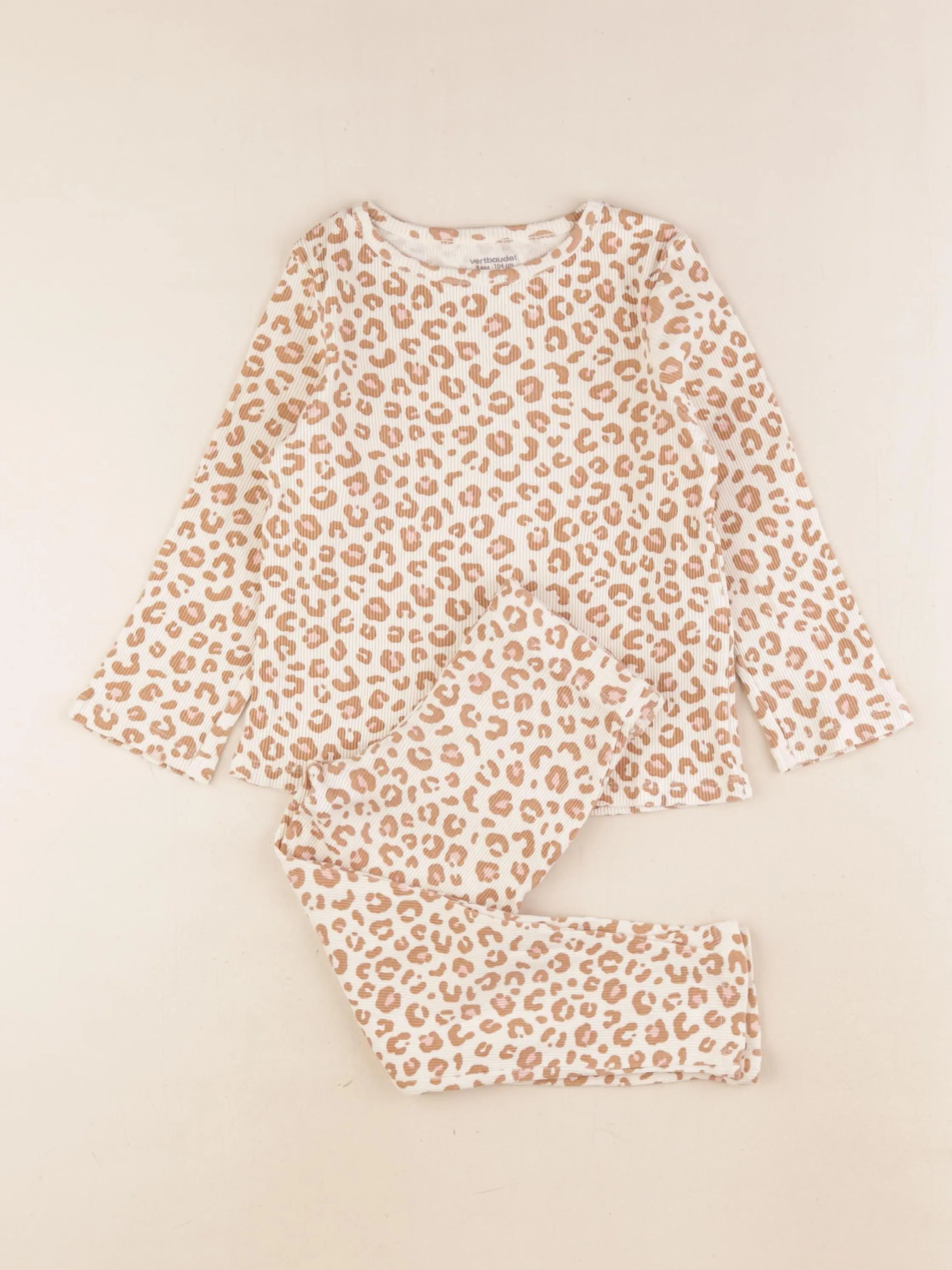 Vertbaudet - pyjama coton beige, marron - 4 ans