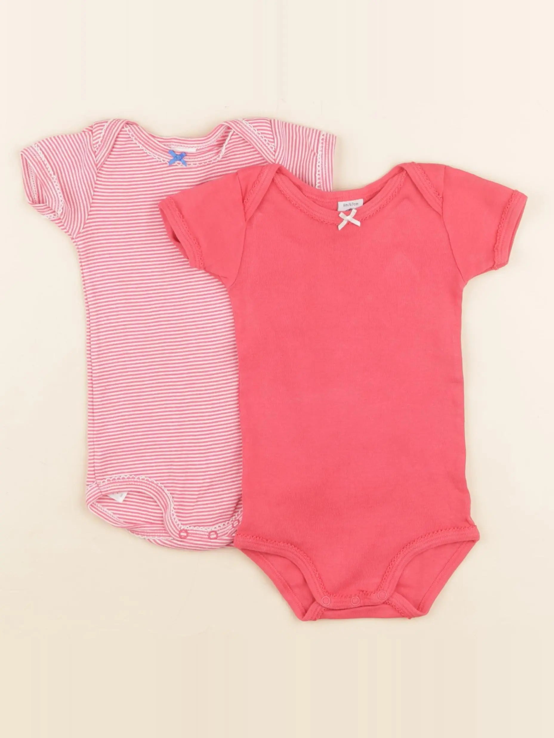 Petit Bateau - lot de 2 bodies en coton rose - 6 mois