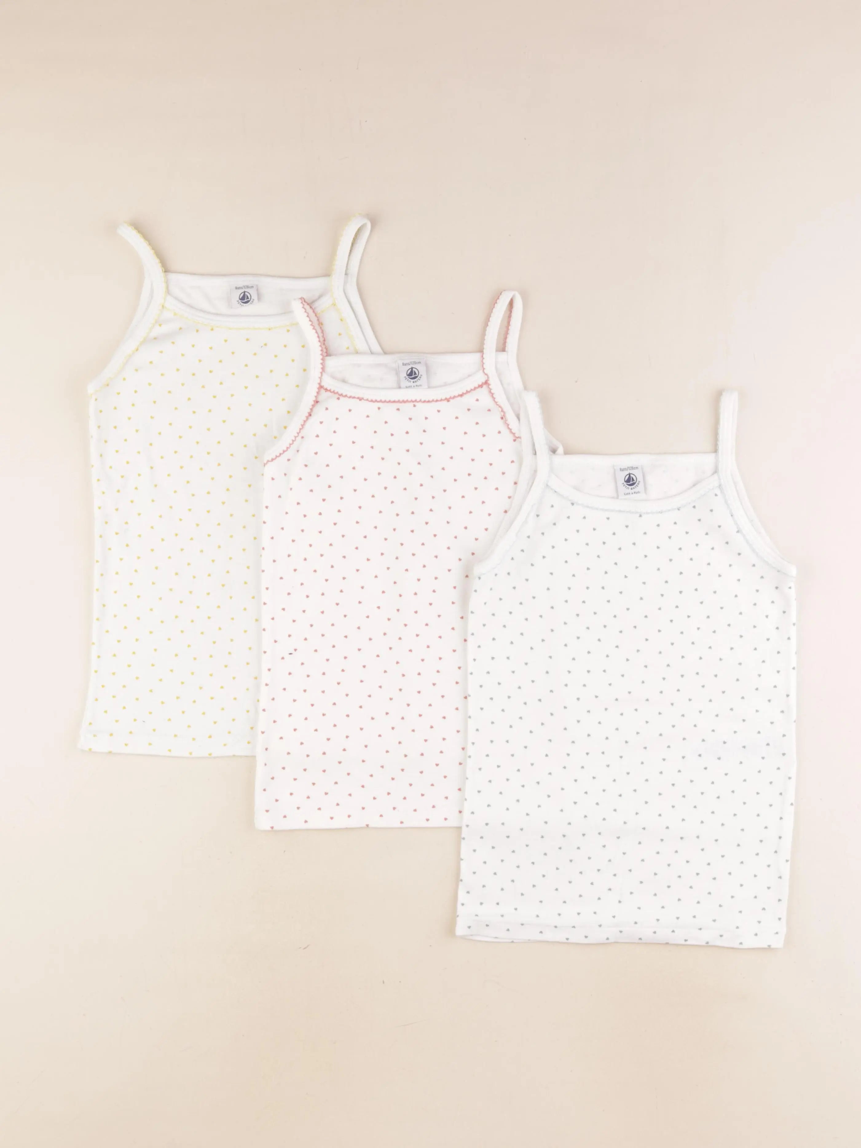 Petit Bateau - lot de 3 maillots de corps blanc - 8 ans