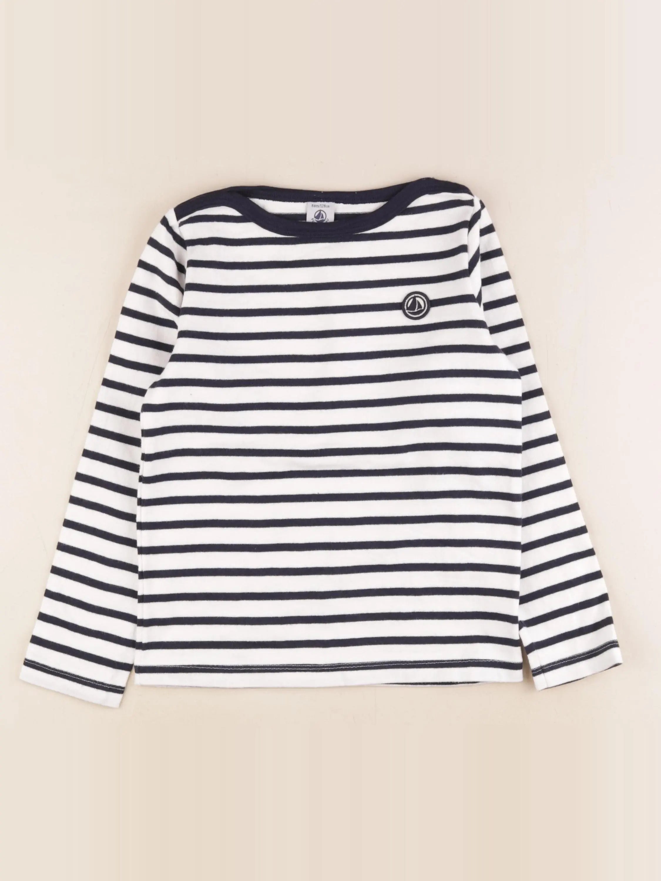 Petit Bateau - tee-shirt bleu, blanc - 8 ans