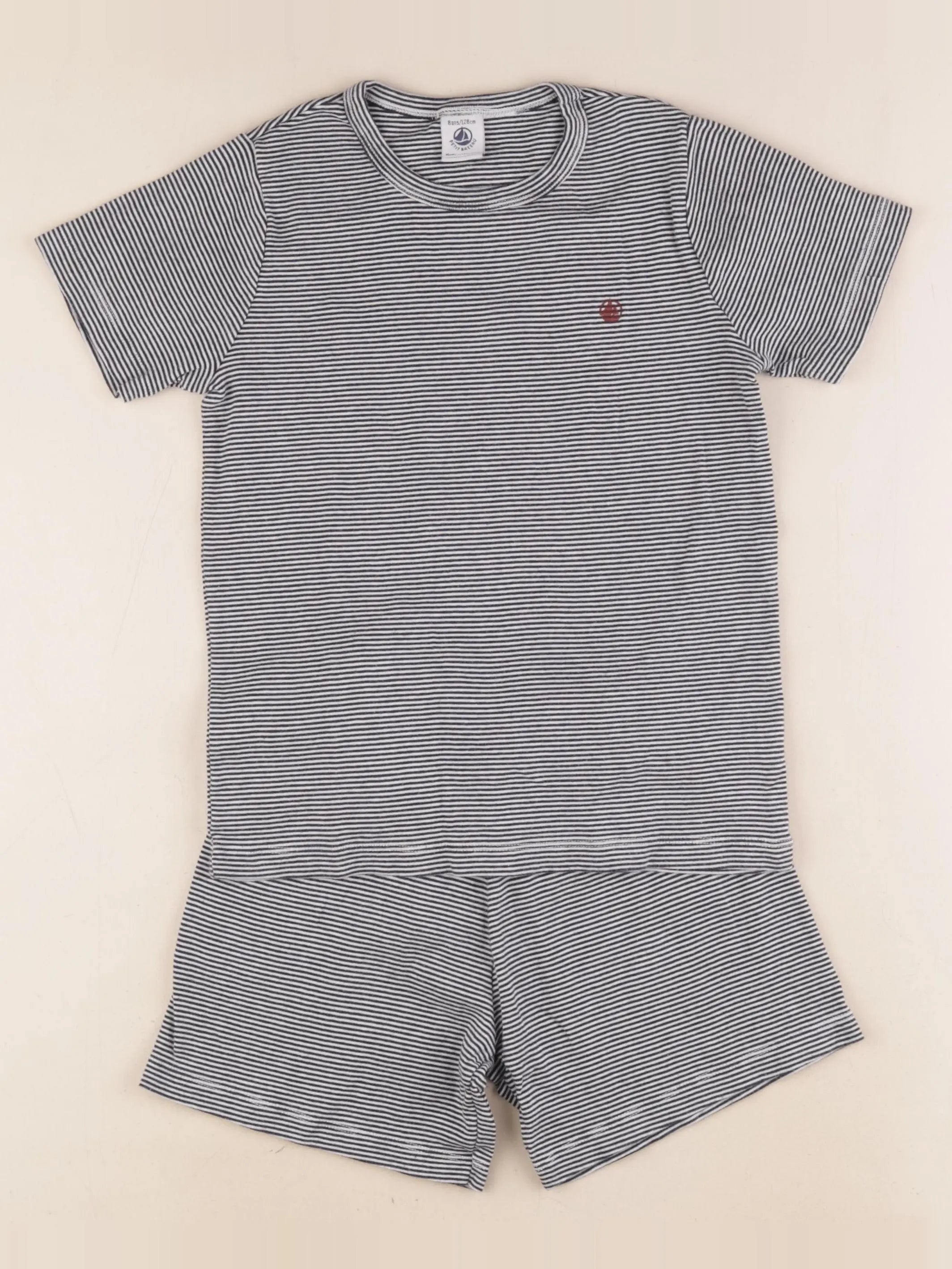 Petit Bateau - pyjama coton bleu, blanc - 5 ans
