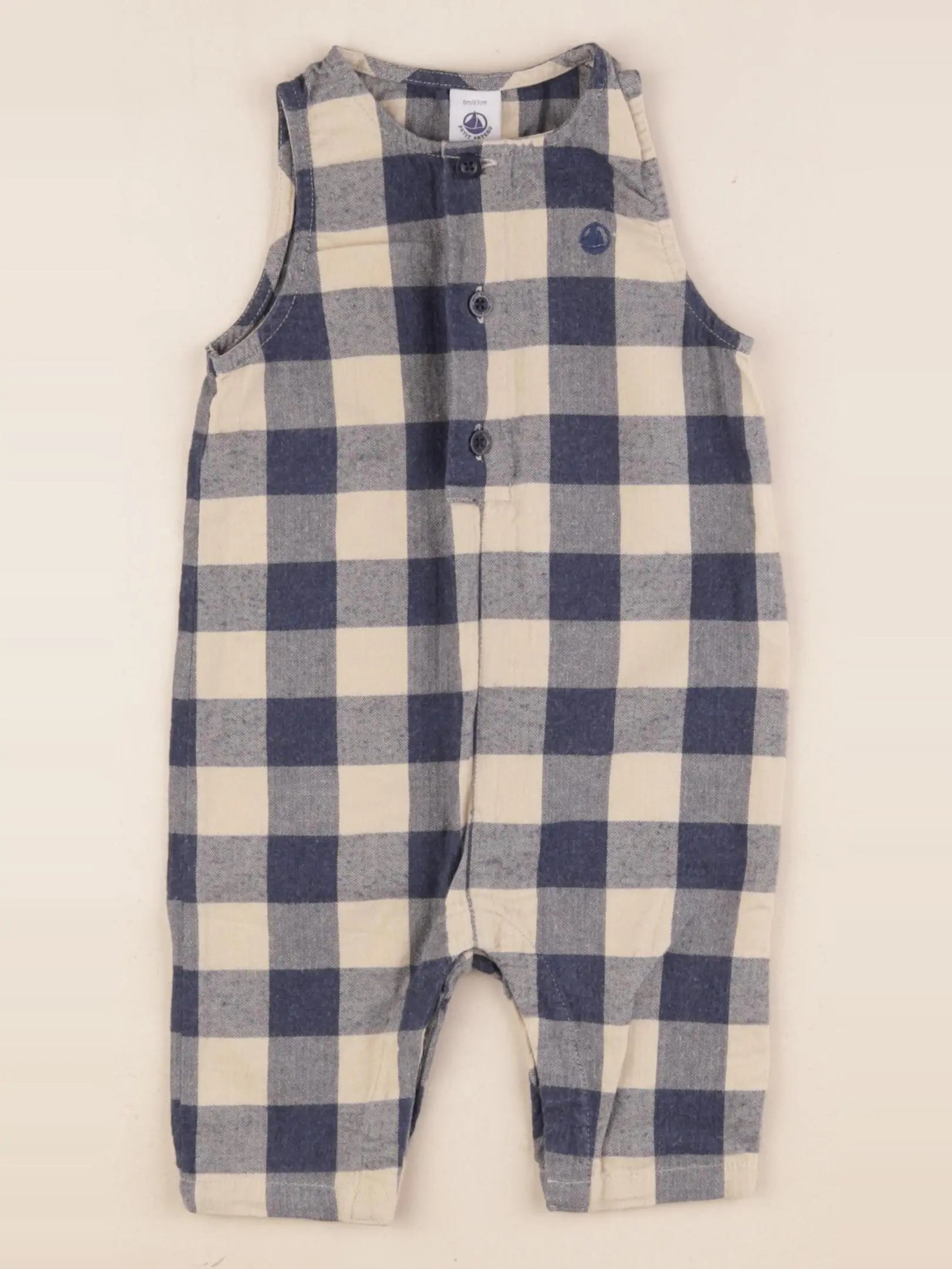 Petit Bateau - combinaison bleu, beige - 6 mois