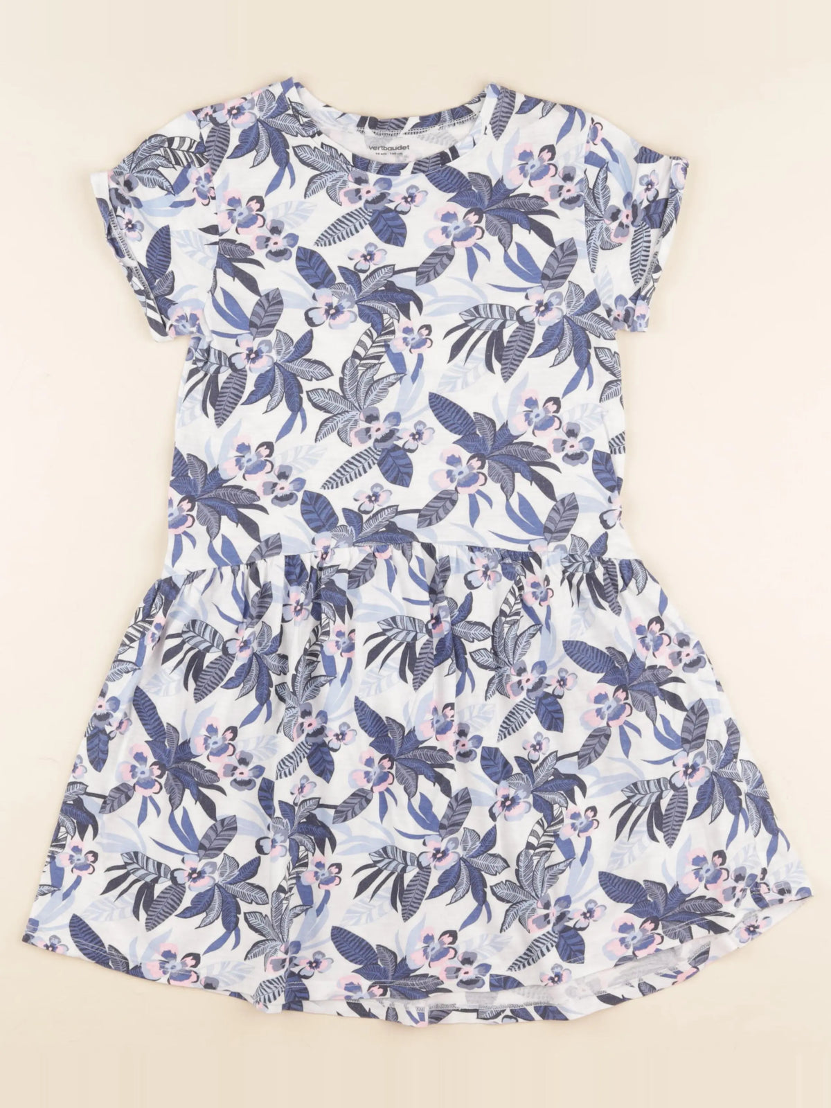 Vertbaudet - robe blanc, bleu - 10 ans