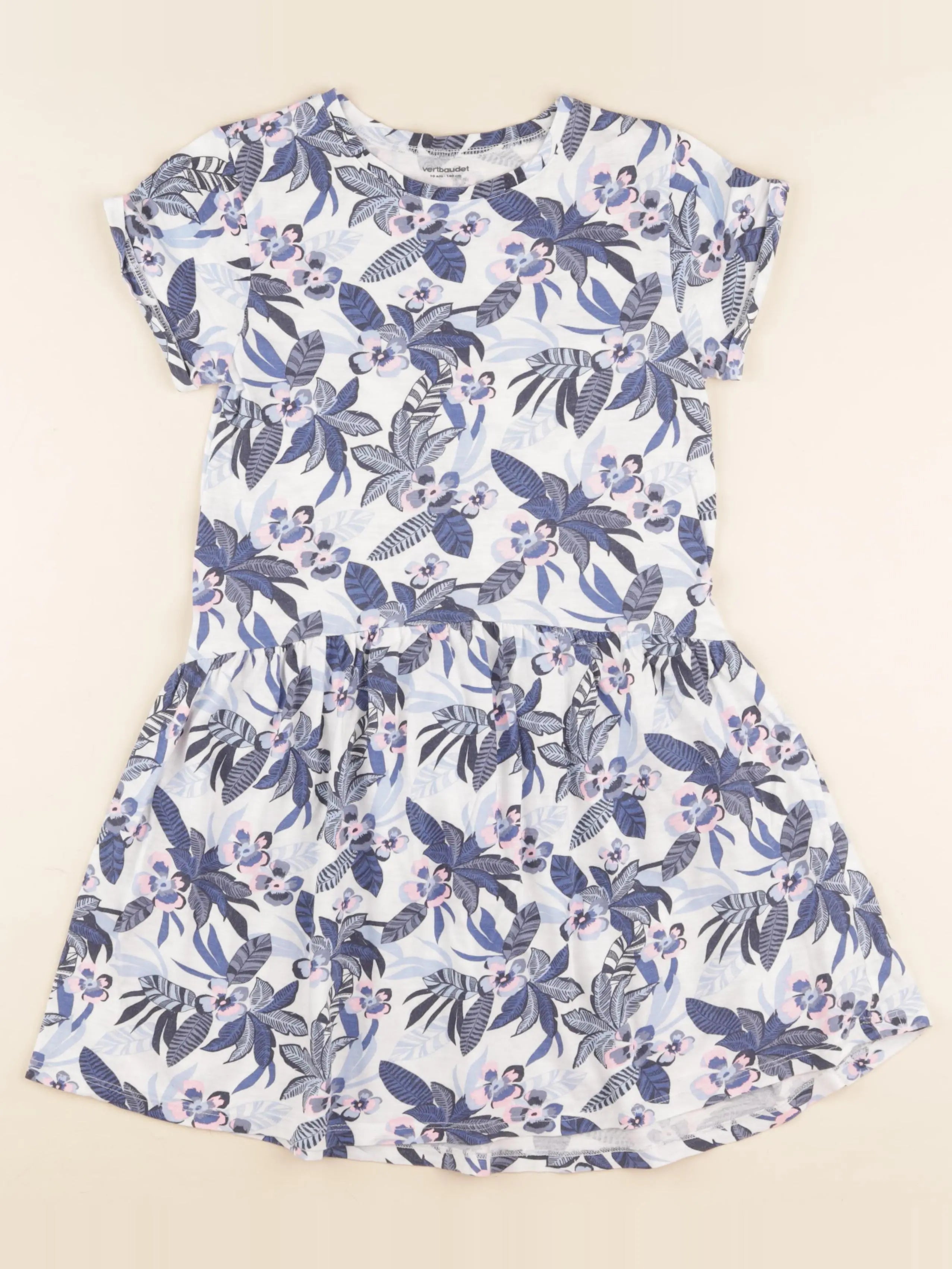 Vertbaudet - robe blanc, bleu - 10 ans