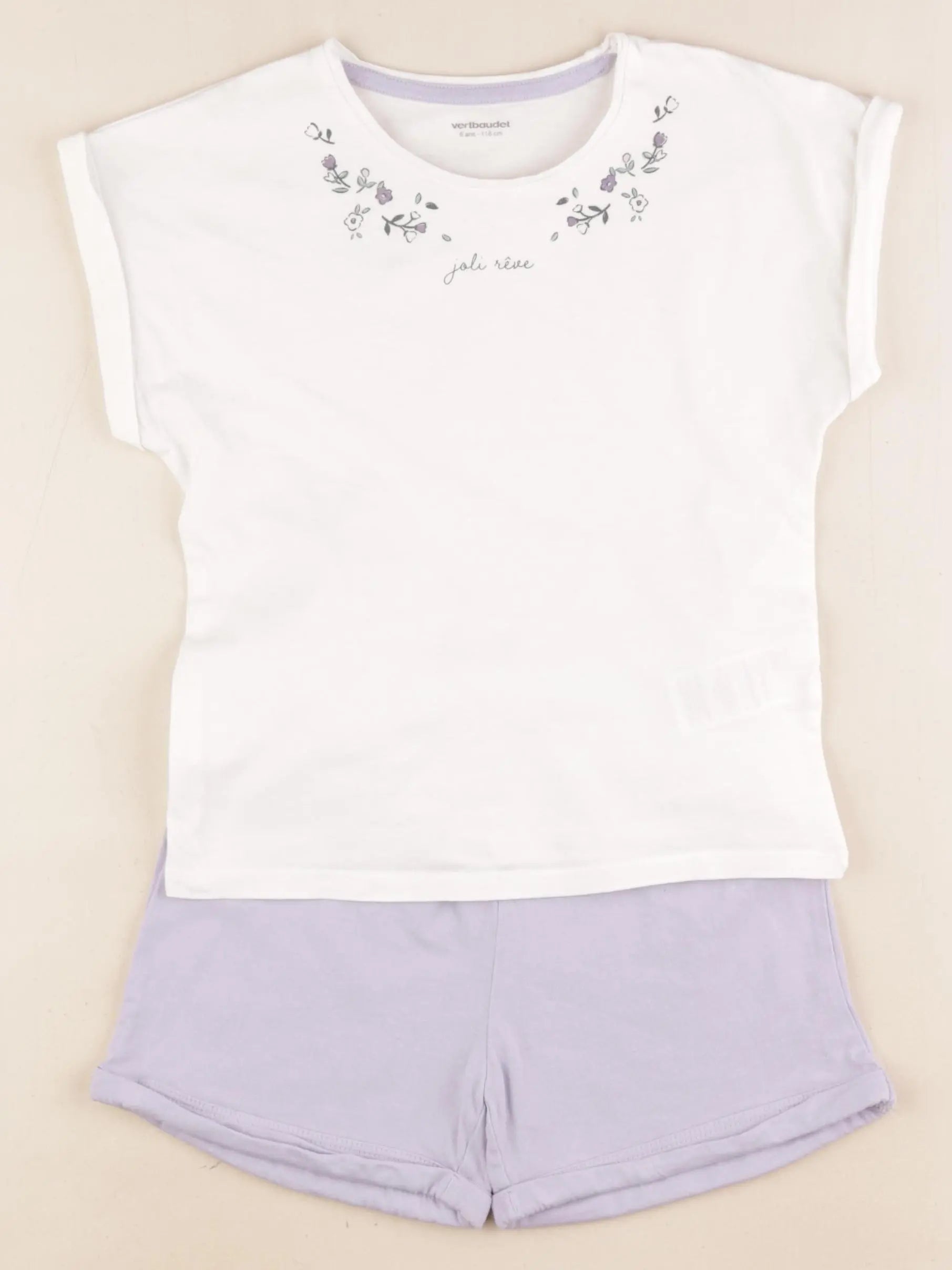 Vertbaudet - pyjama coton violet - 6 ans
