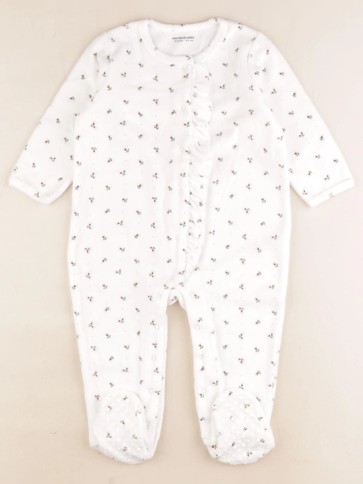 Vertbaudet - pyjama velours blanc - 18 mois