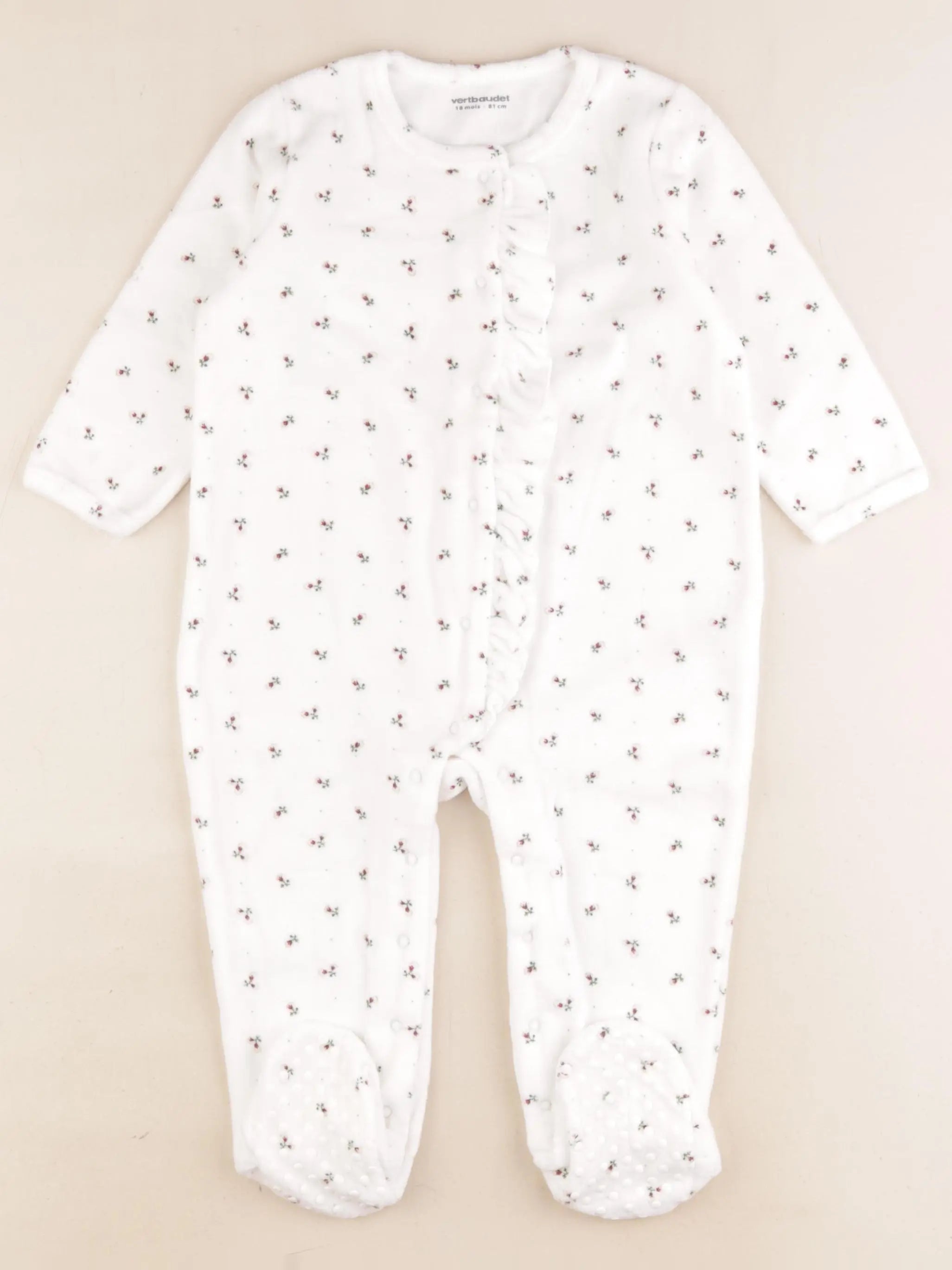 Vertbaudet - pyjama velours blanc - 18 mois