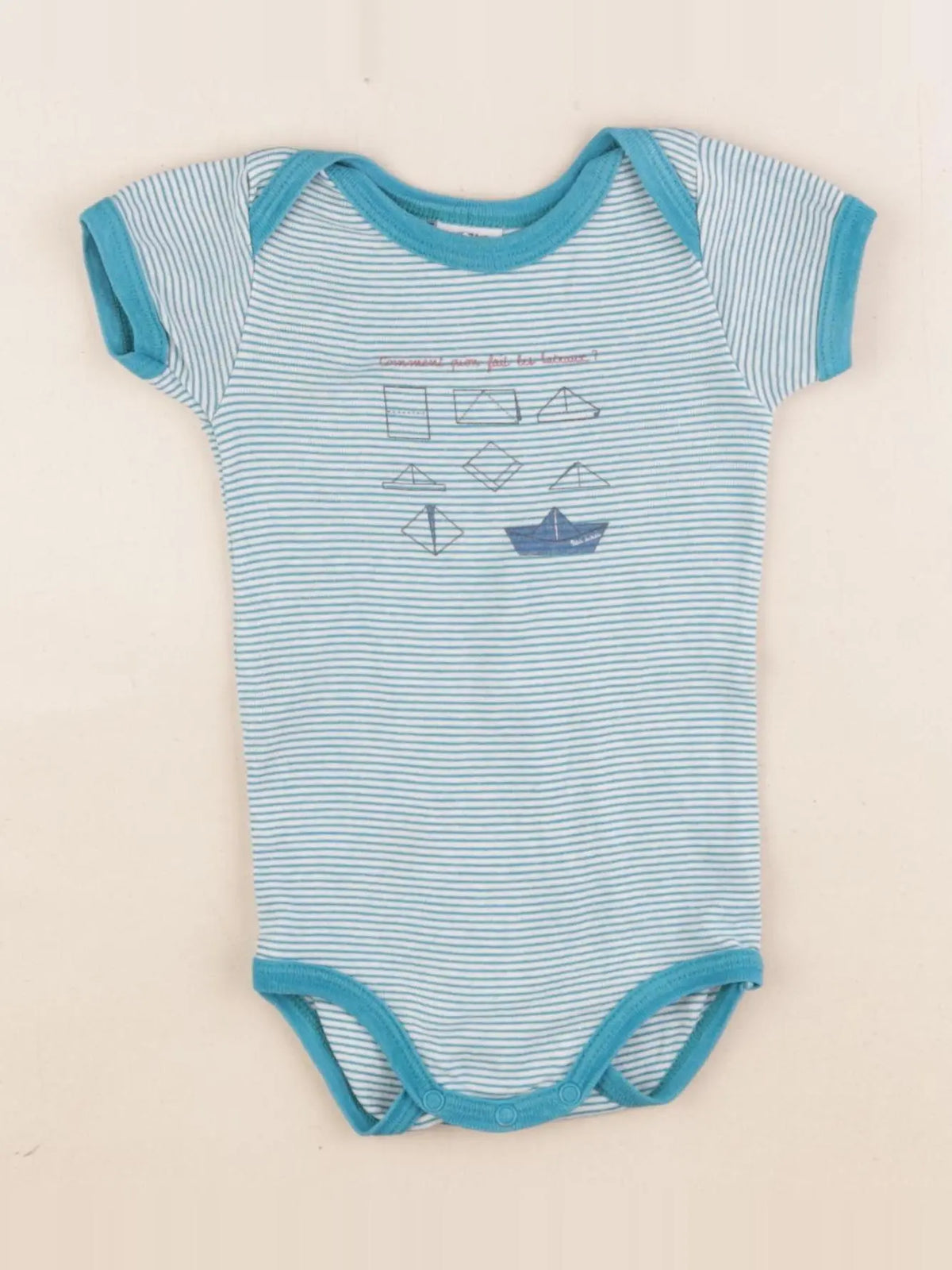 Petit Bateau - body bleu - 12 mois